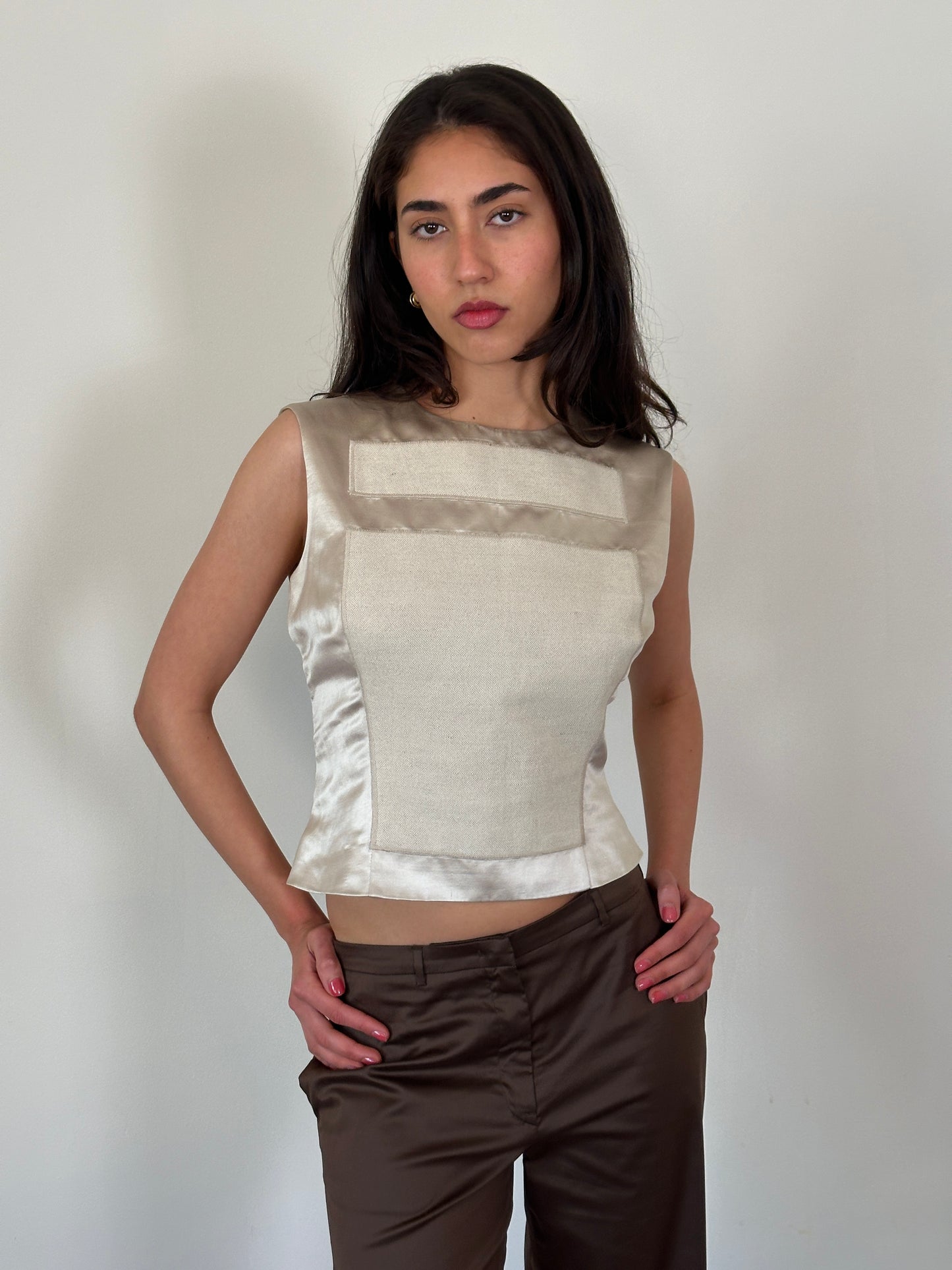 (rare) prada ss 1998 runway linen-silk blend vest