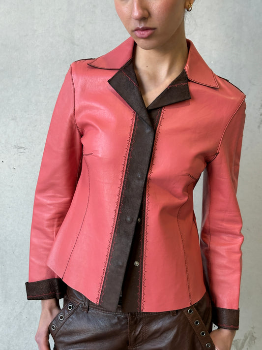 90s philosophy italian real leather jacket