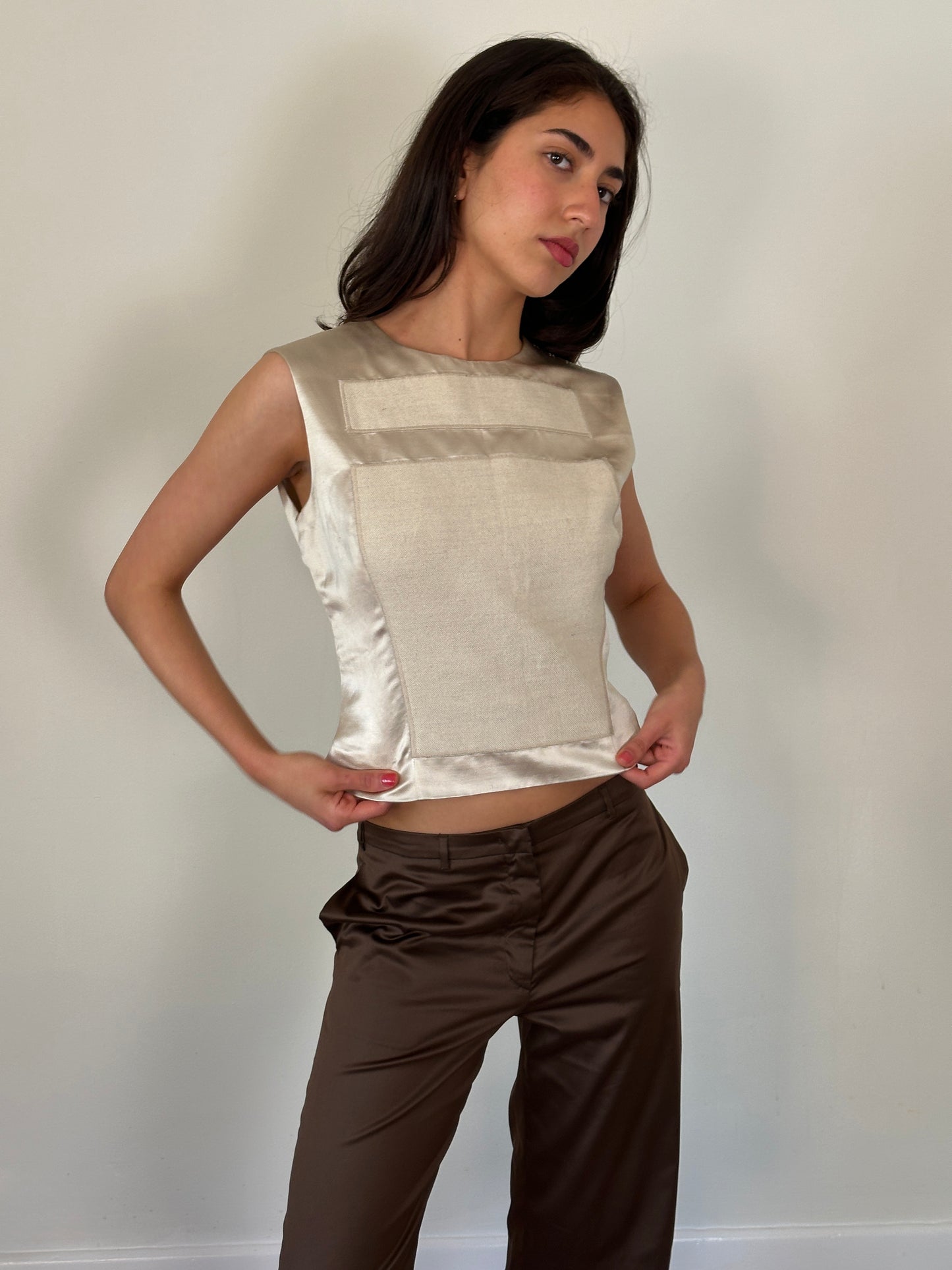 (rare) prada ss 1998 runway linen-silk blend vest