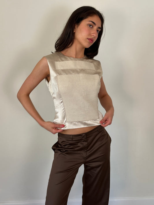 (rare) prada ss 1998 runway linen-silk blend vest