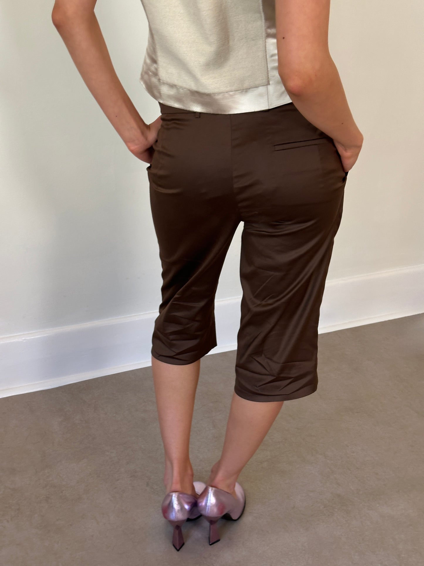 90s jil sander brown capri shorts