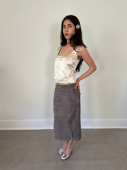 vintage genuine suede skirt