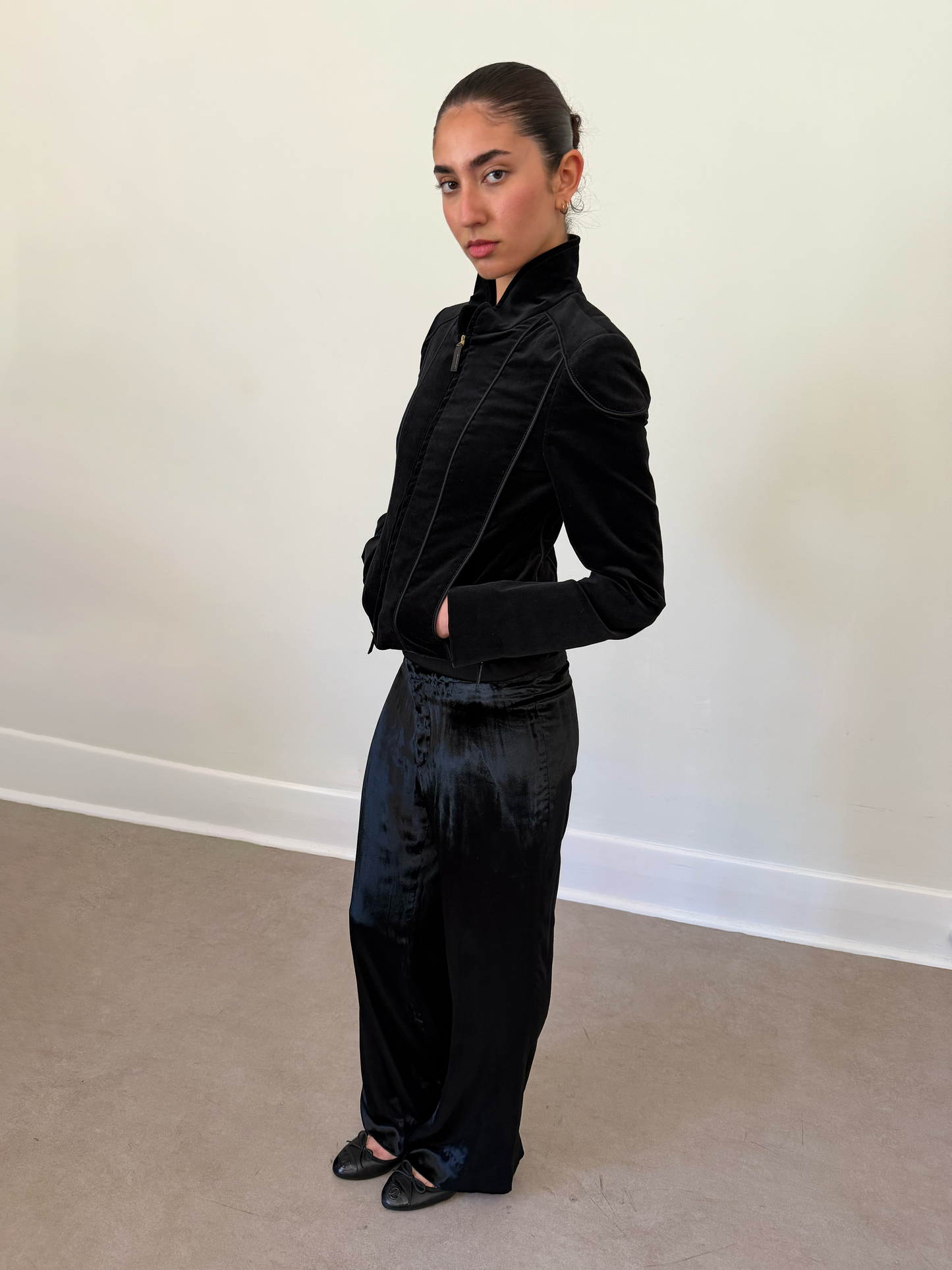 2000s gucci by tom ford black velour jacket