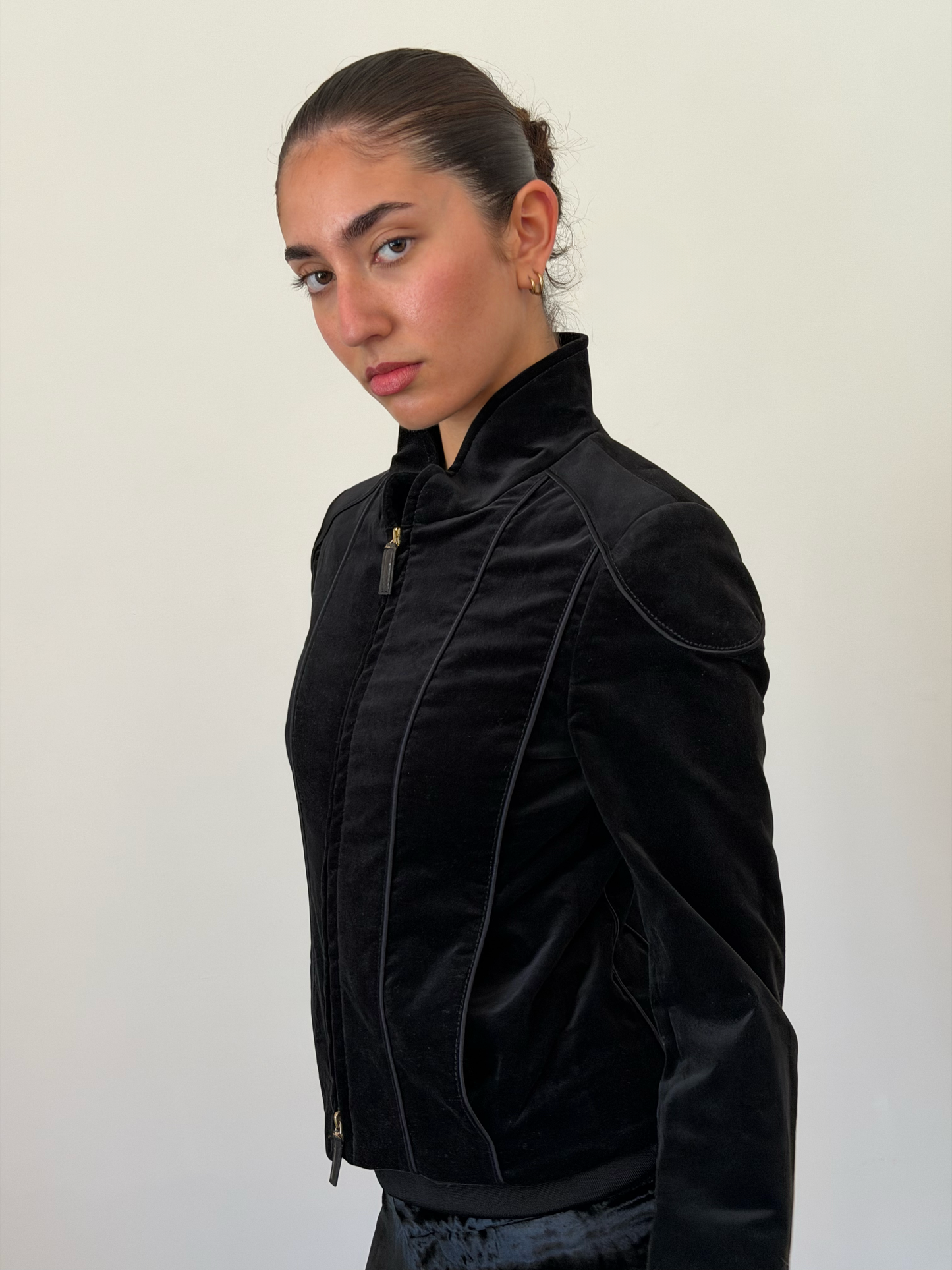 2000s gucci by tom ford black velour jacket