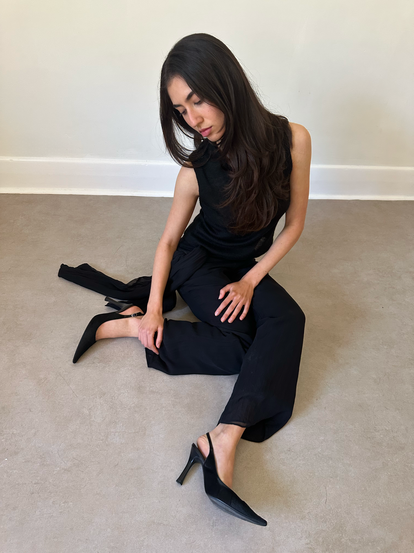 yohji yamamoto wool silk waist-tie pants