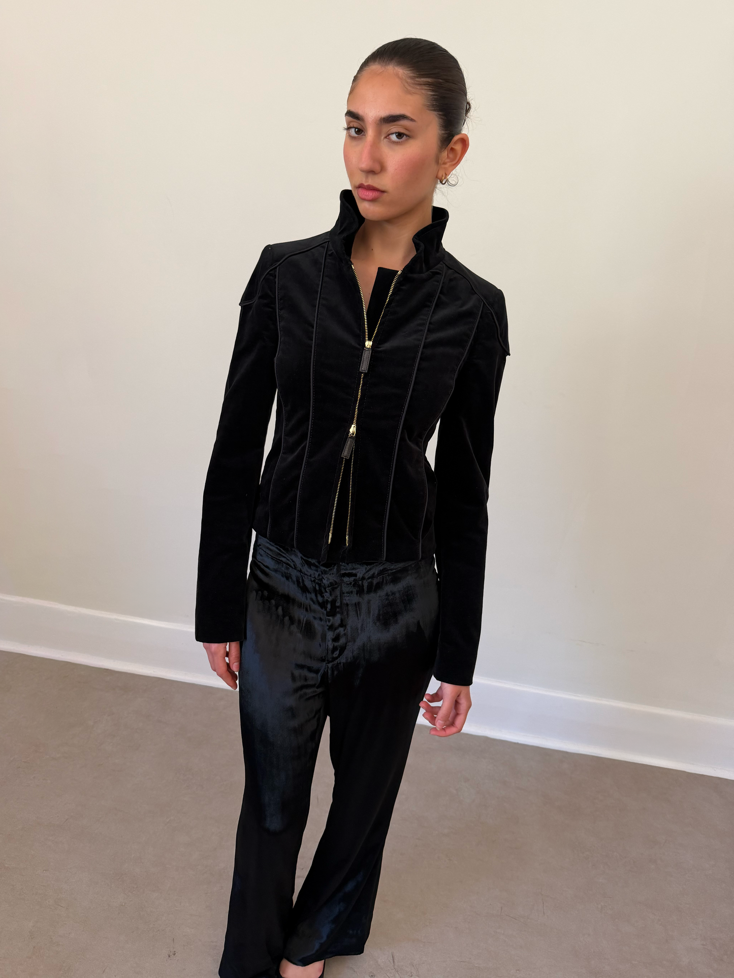 2000s gucci by tom ford black velour jacket