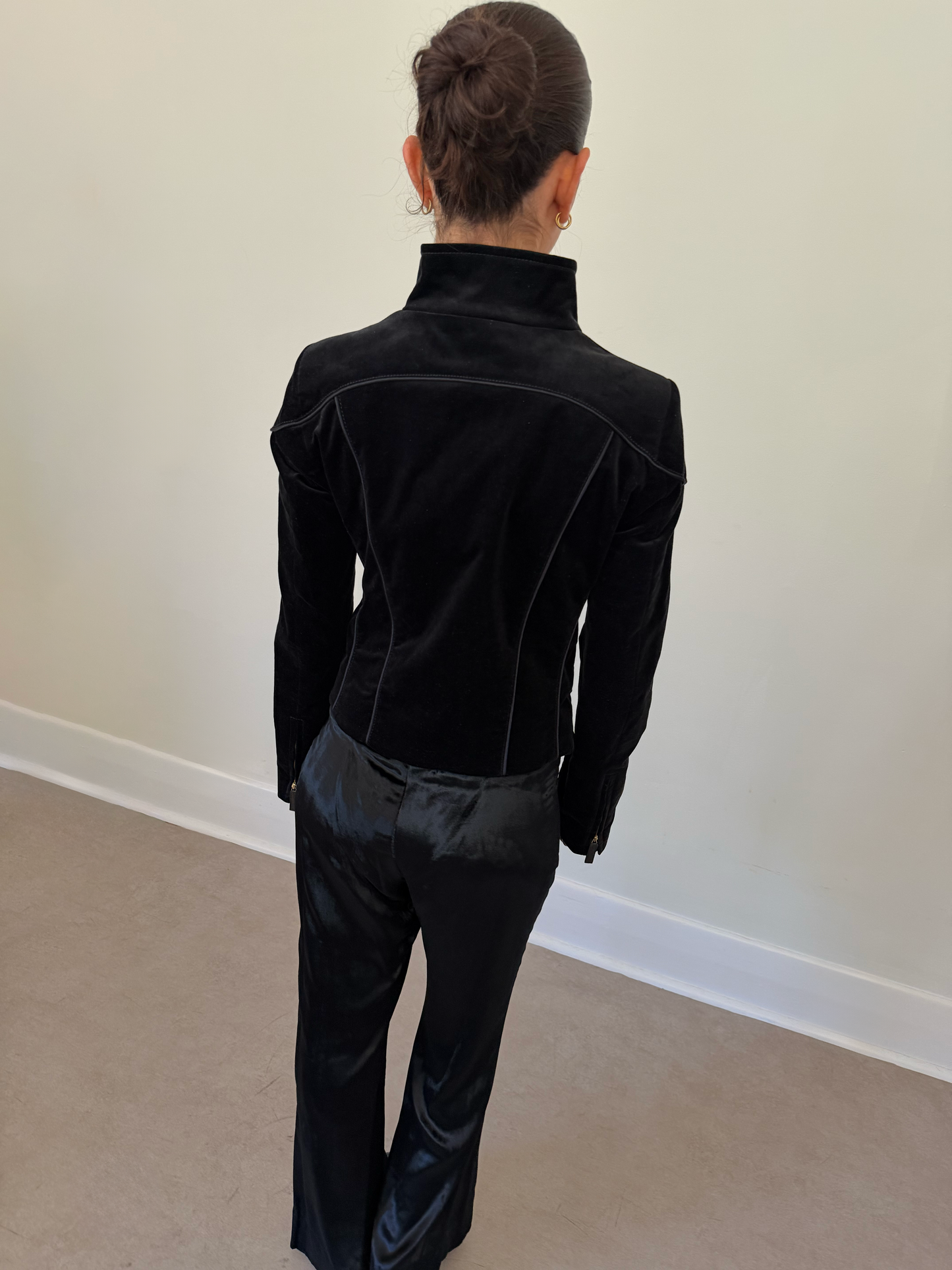 2000s gucci by tom ford black velour jacket