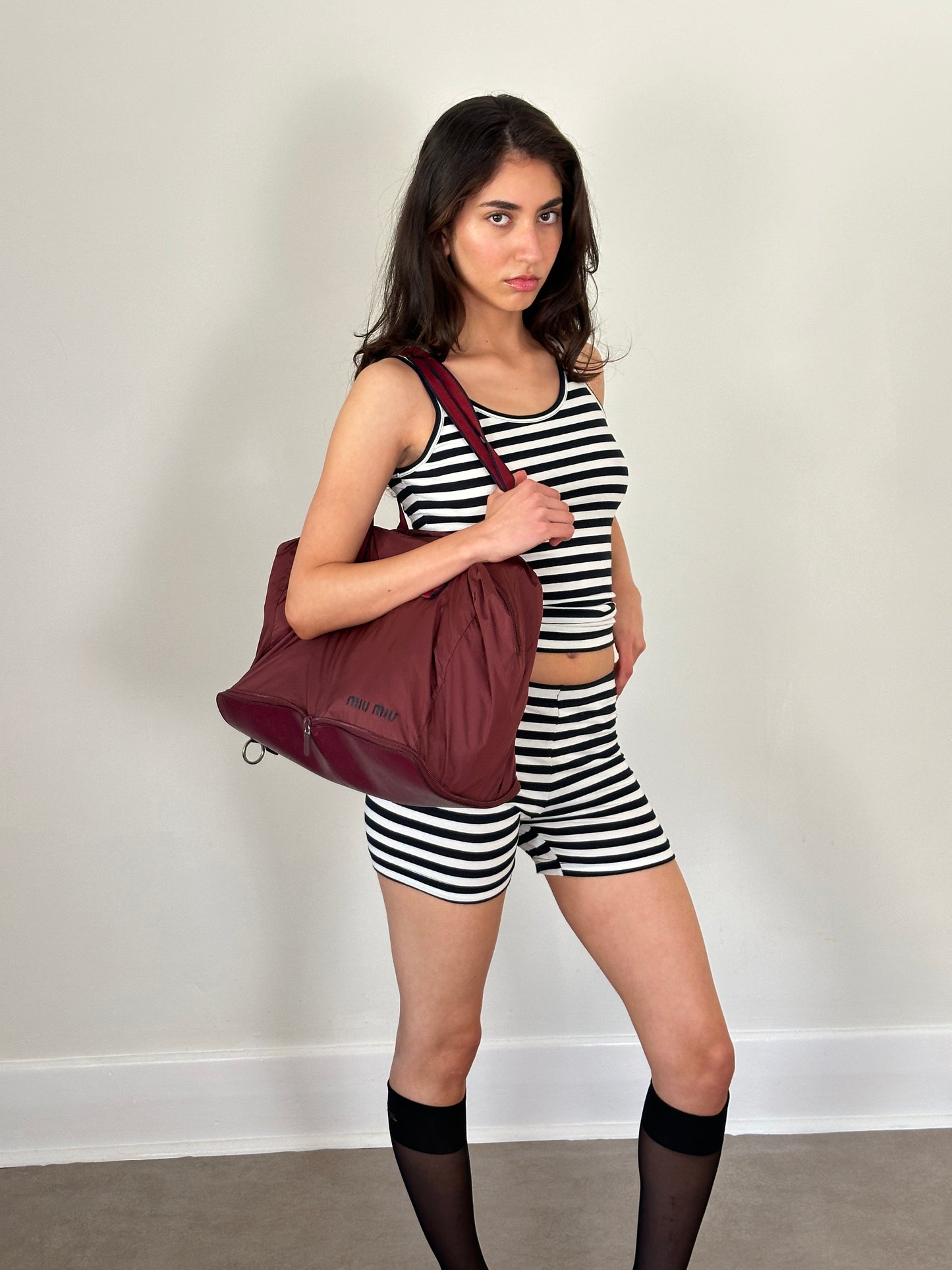 ss2000 miu miu burgundy foldable bag