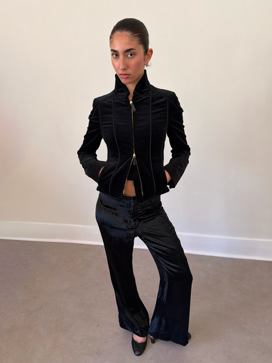 2000s gucci by tom ford black velour jacket