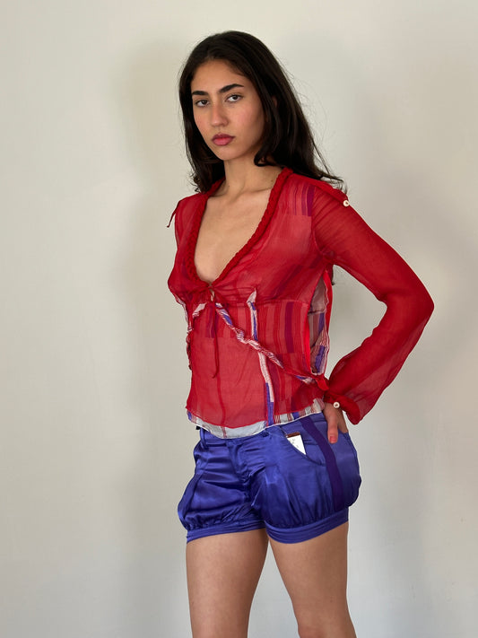 2000s costume national italy sheer silk blouse