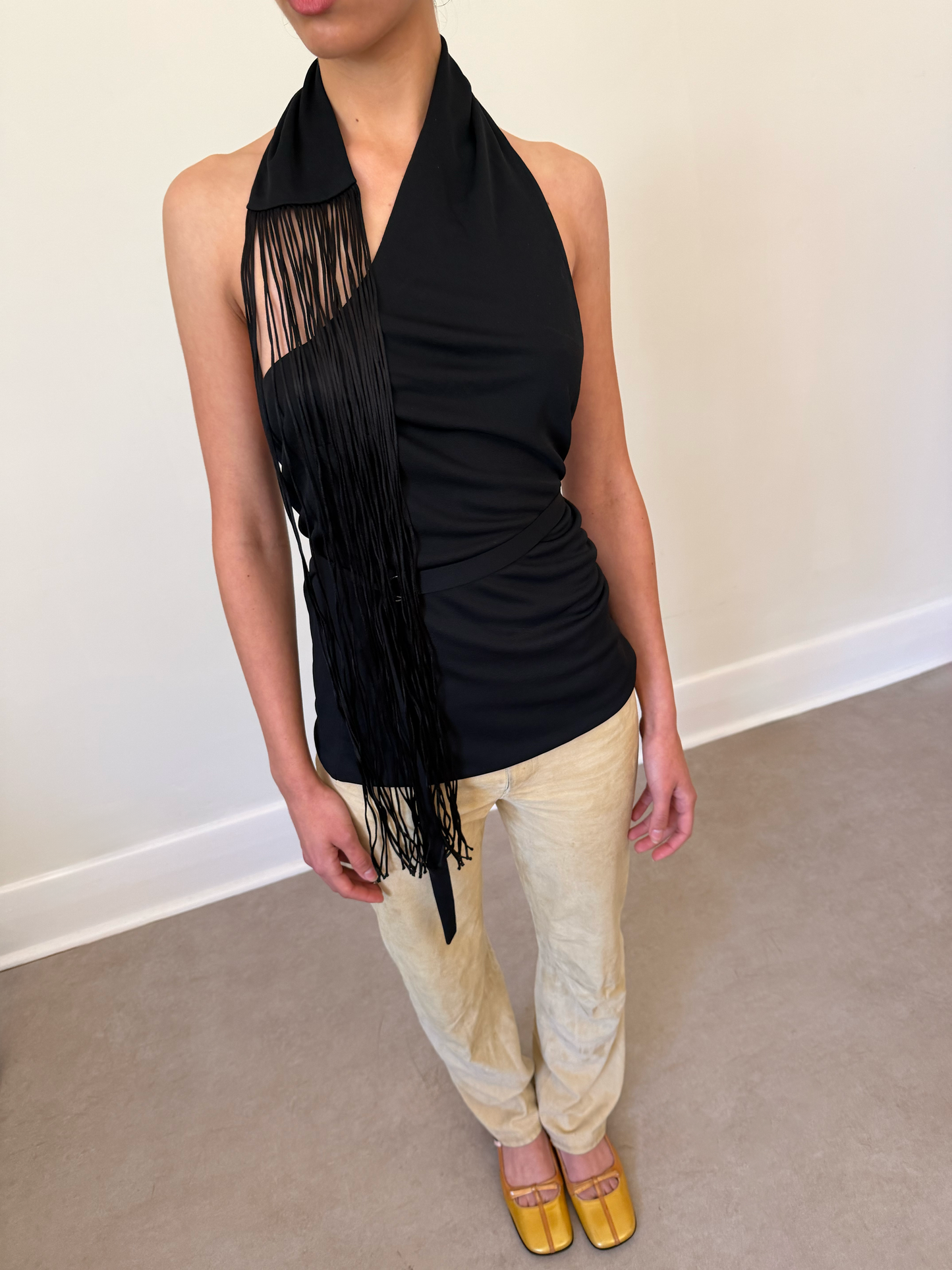 90s costume national asymmetric black top