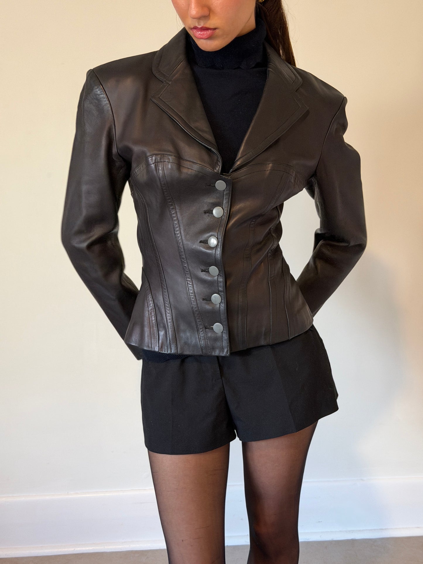 alaïa fall 1987 corset leather jacket