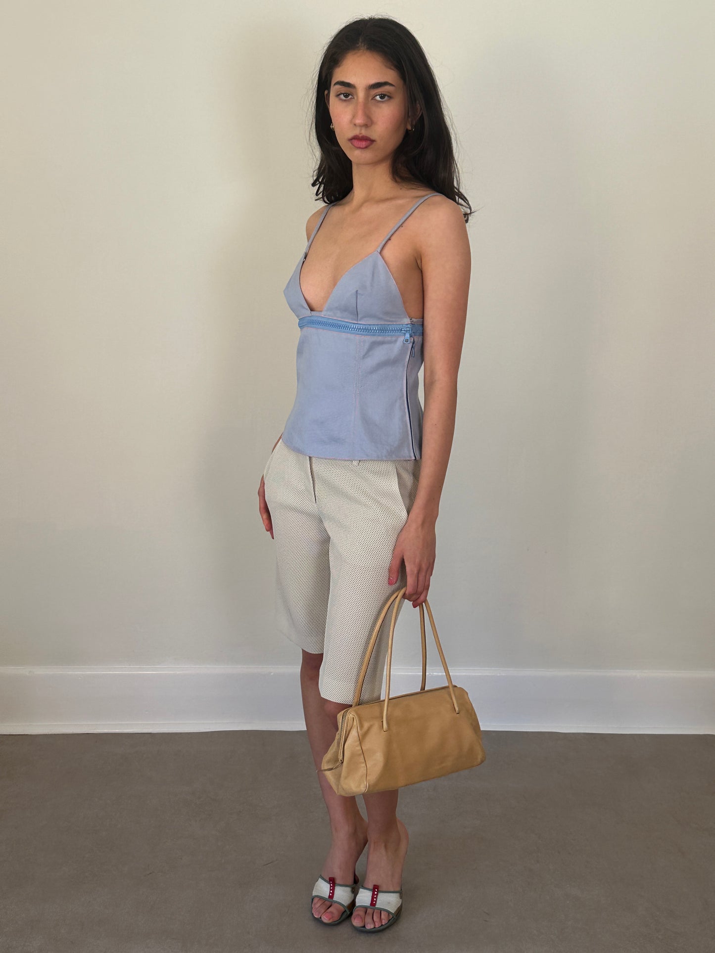(rare) miu miu ss 2000 denim zip camisole