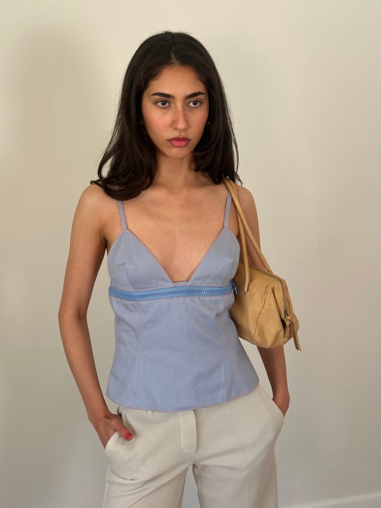 (rare) miu miu ss 2000 denim zip camisole