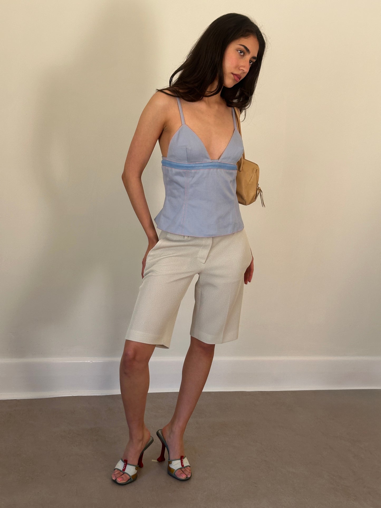 (rare) miu miu ss 2000 denim zip camisole