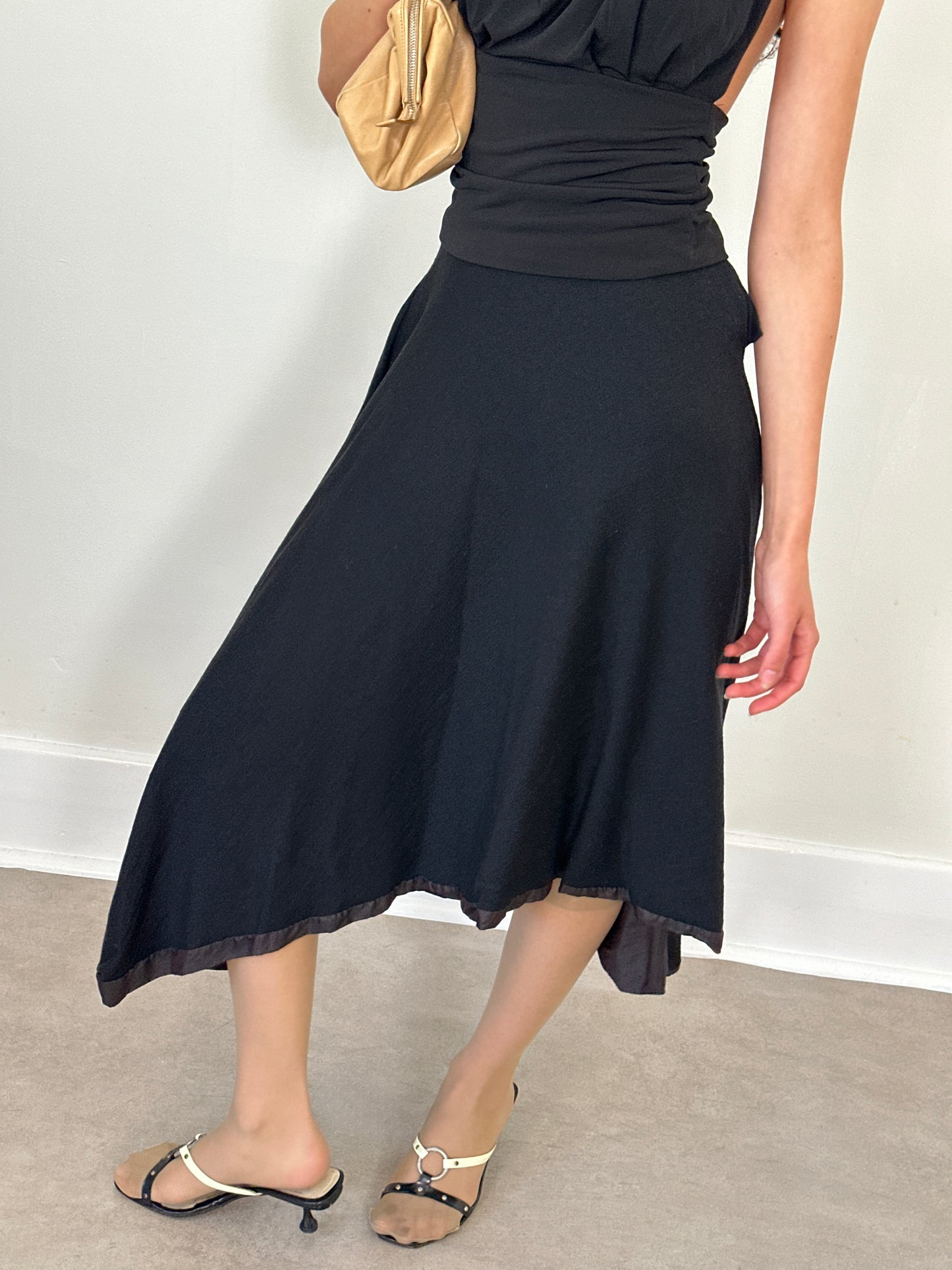 early 2000s italian reversible wool and silk skirt