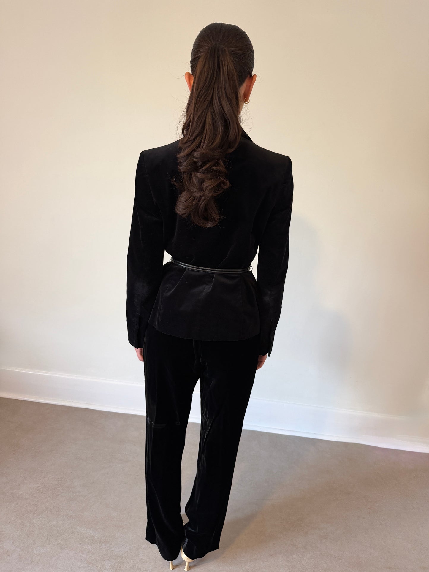 (rare) gucci fall 2004 leather strap velour jacket