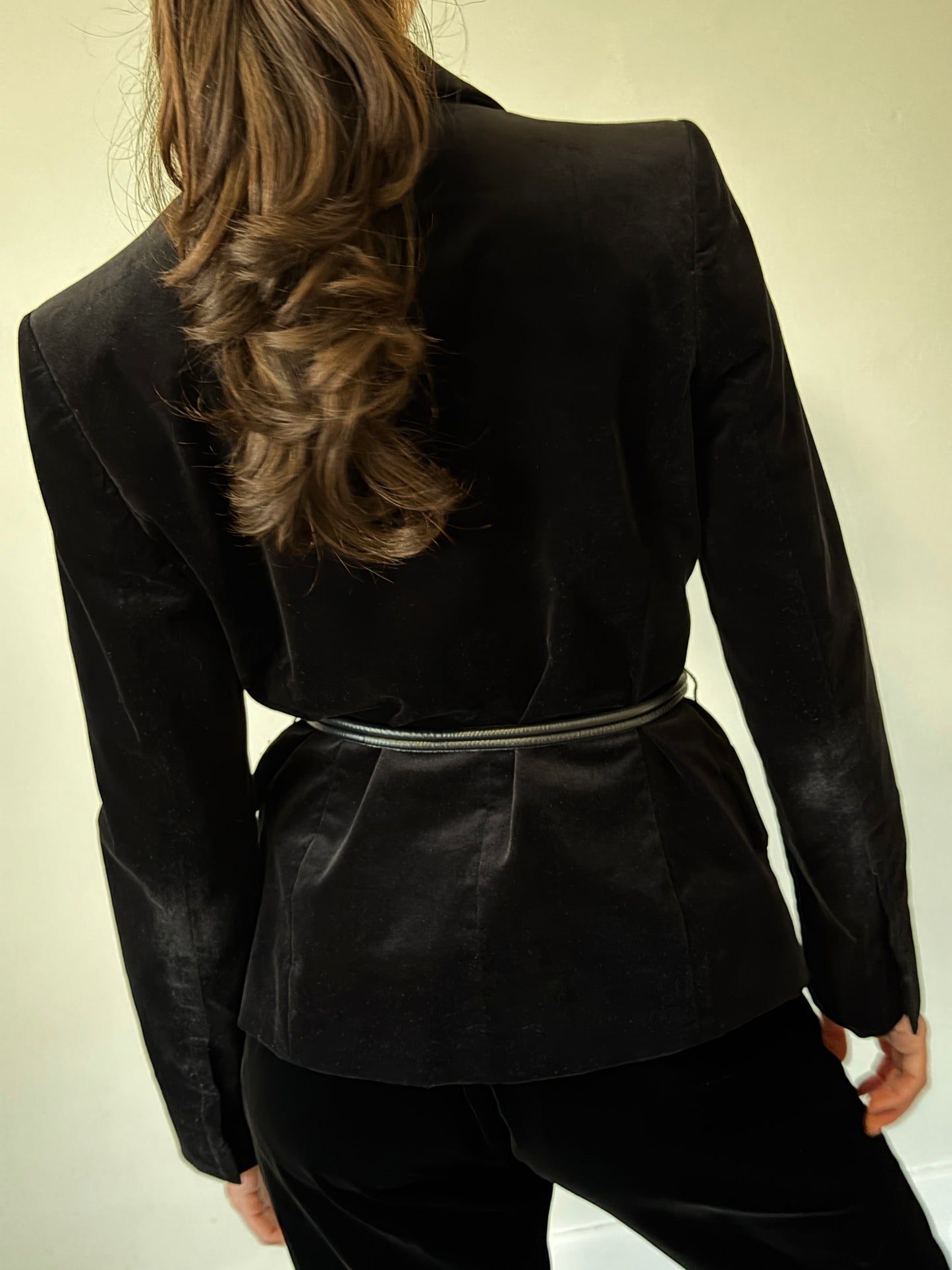 (rare) gucci fall 2004 leather strap velour jacket