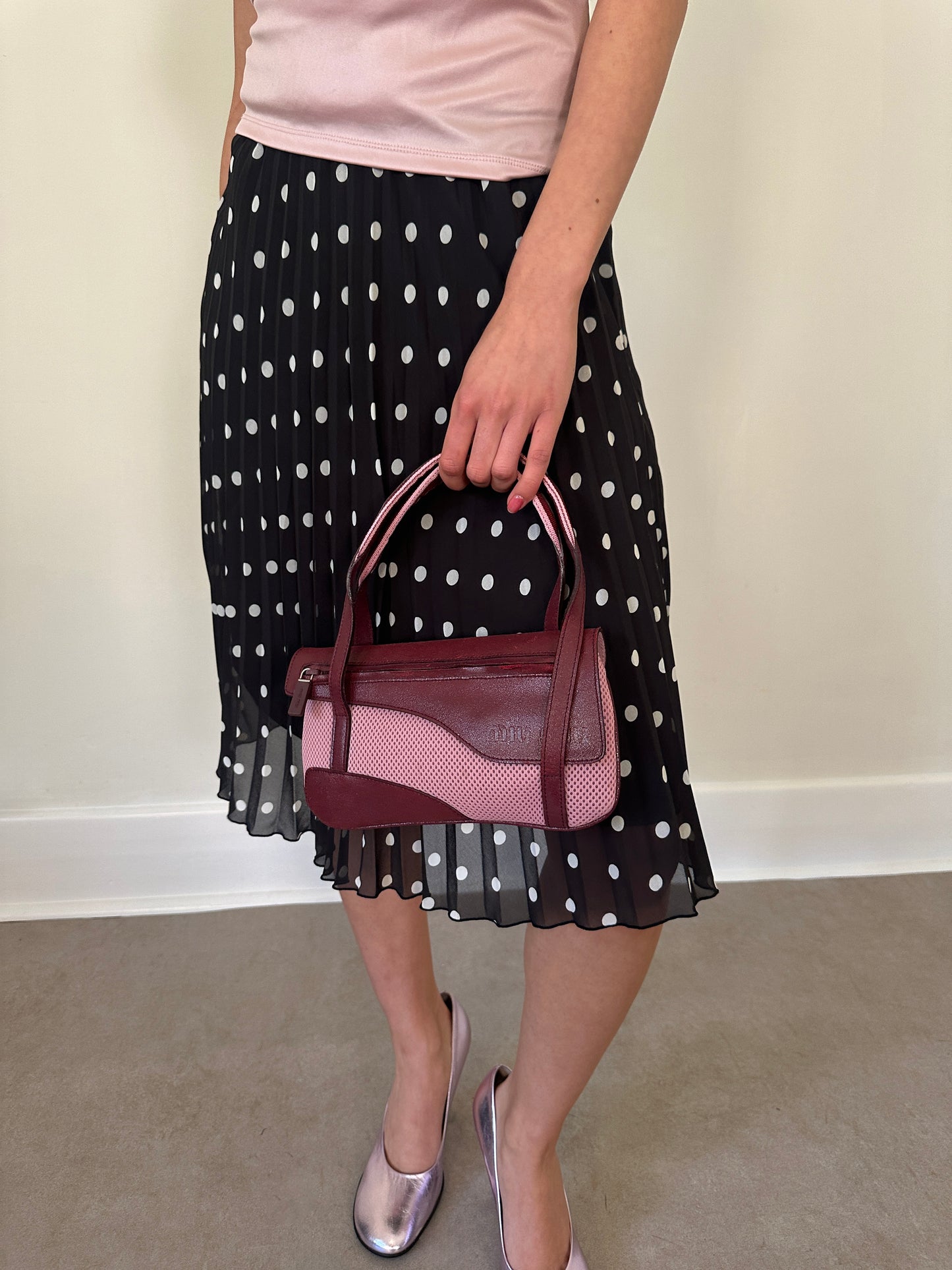 miu miu ss 2000 mesh + leather shoulder bag