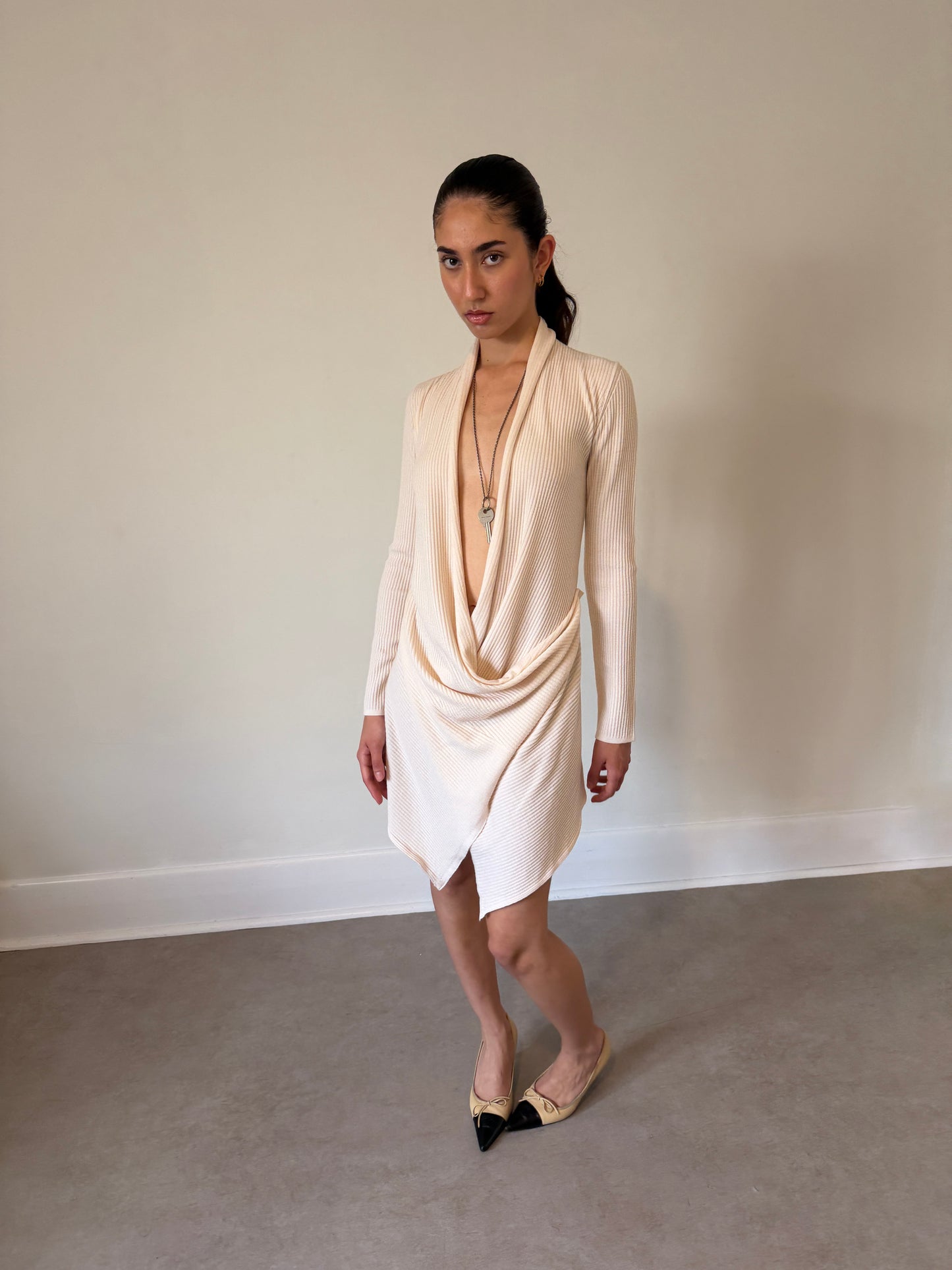 2000s italian draped dress