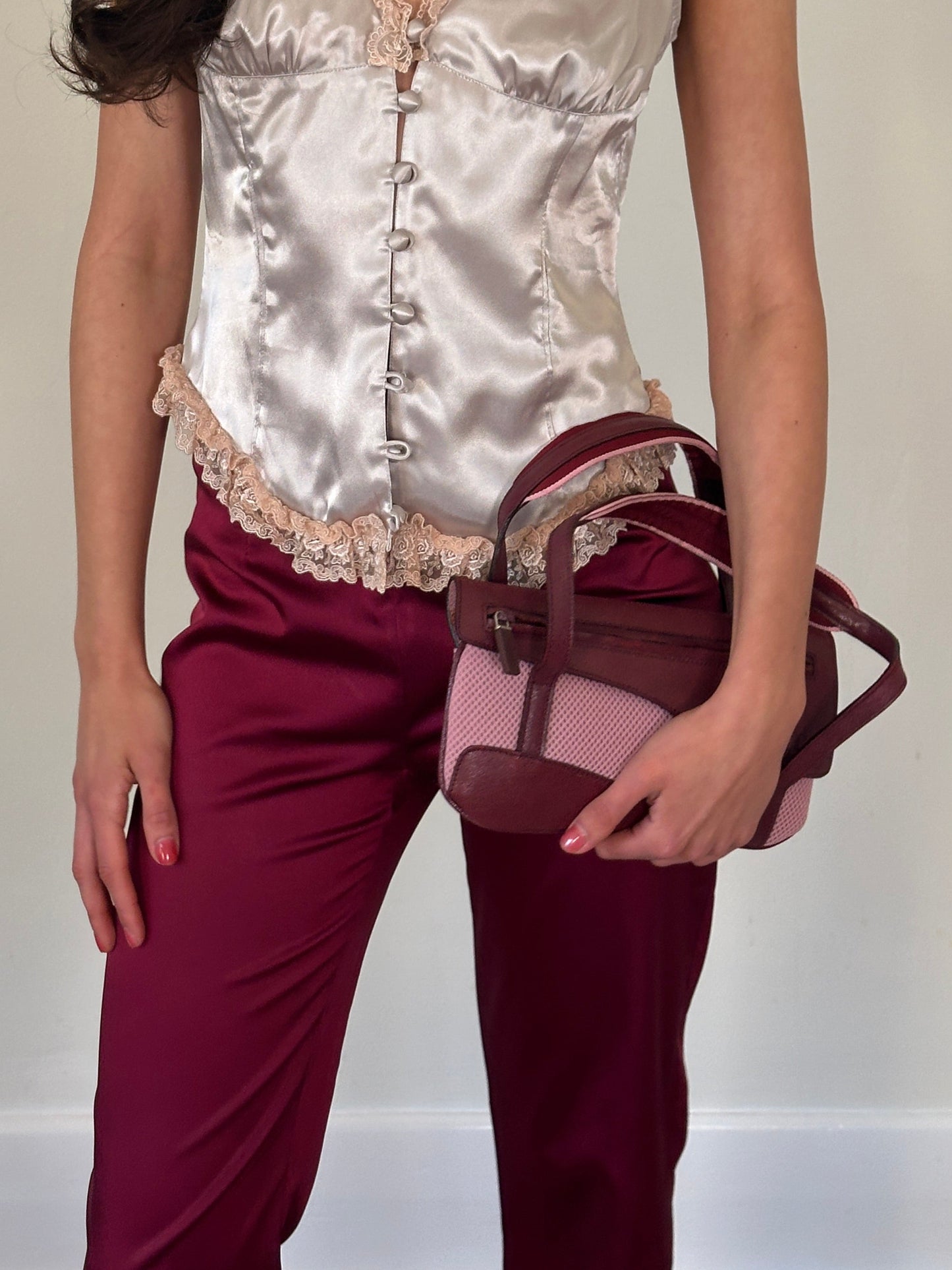 miu miu ss 2000 mesh + leather shoulder bag