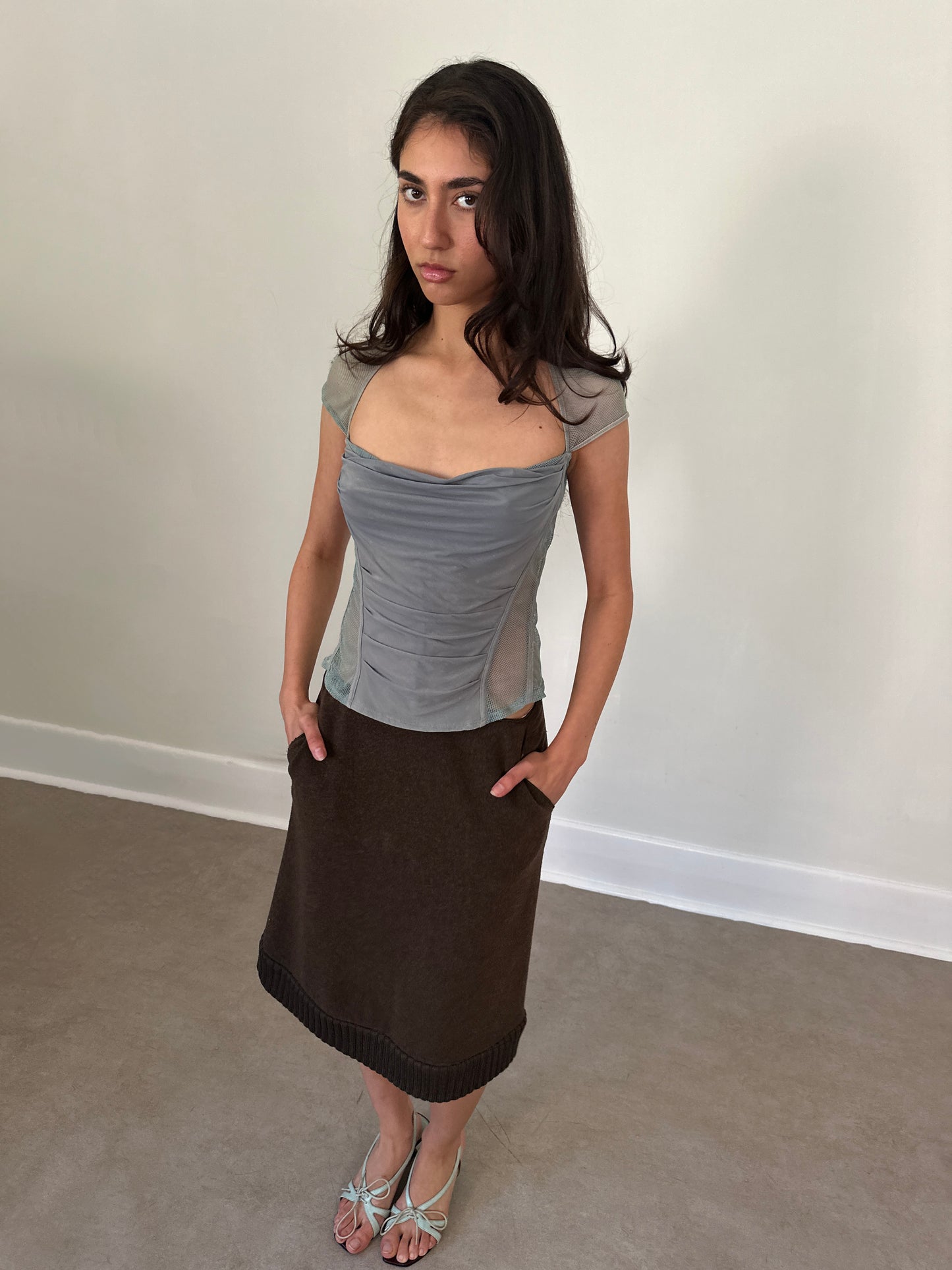 (rare) miu miu fw 1999 brown wool skirt