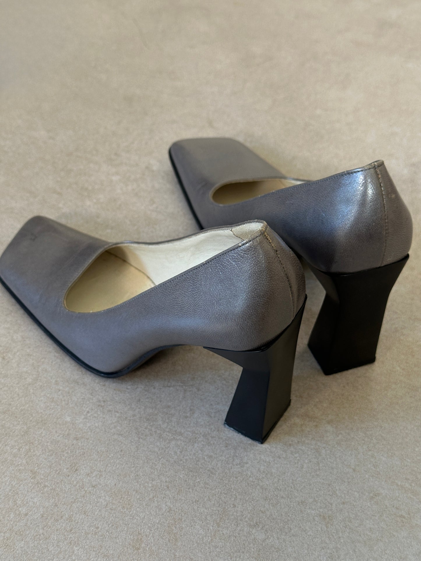 miu miu fw 1998 grey square toe pumps