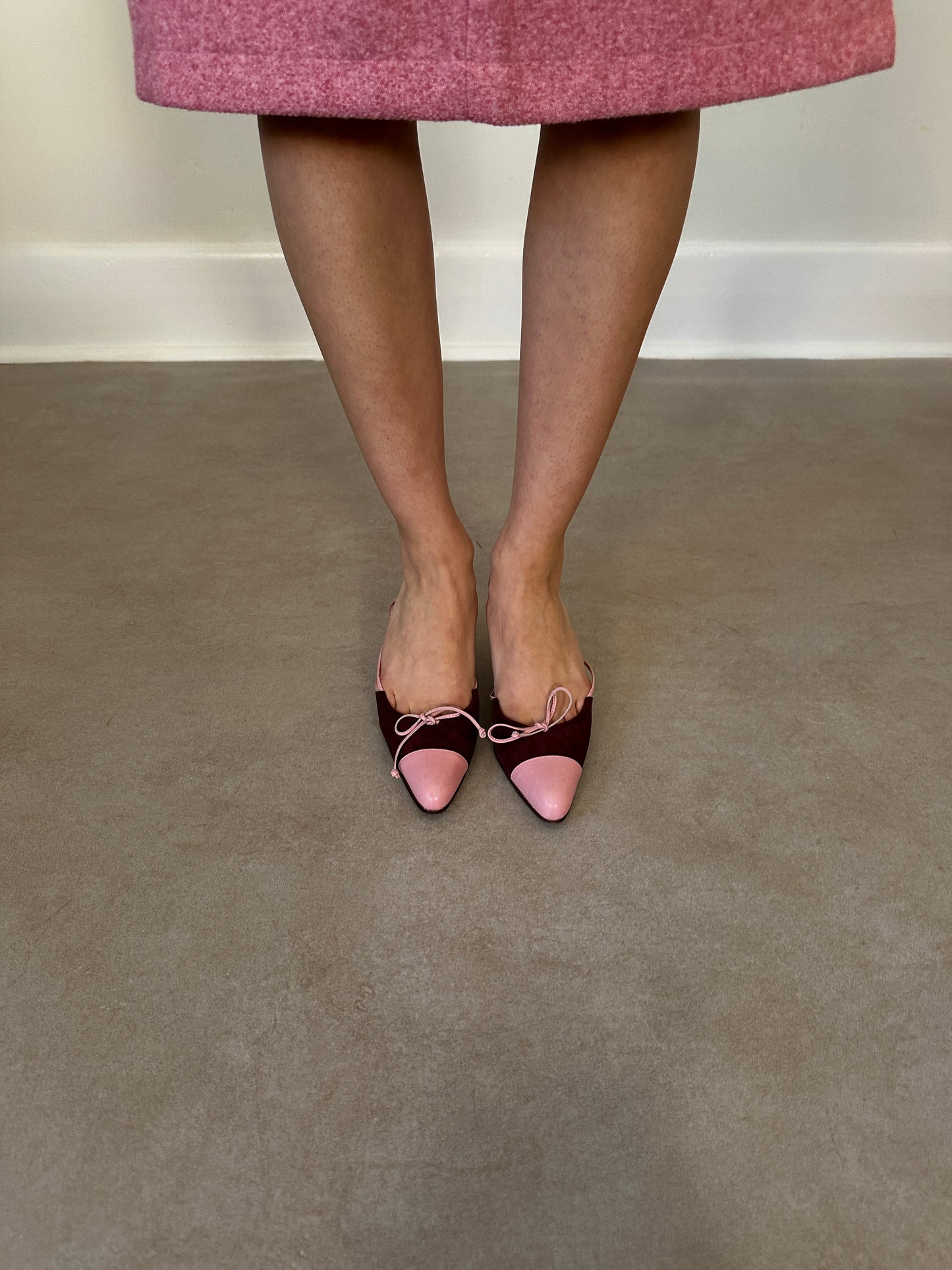 (early 2000s) manolo blahnik blush pink and wine red slingback heels