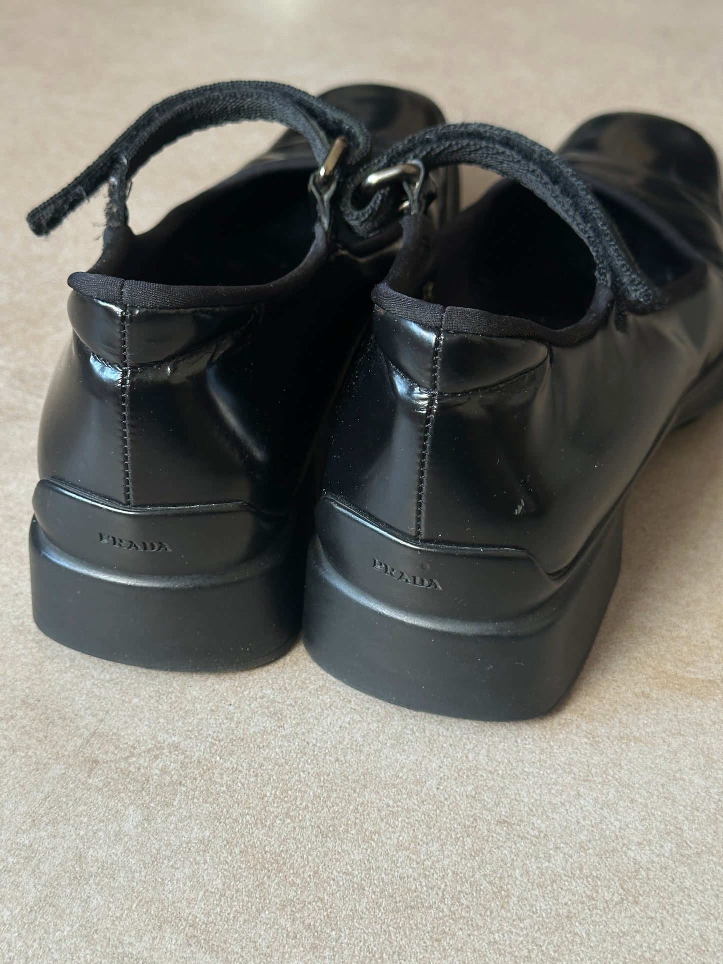 (early 2000s) prada black square toe mary janes