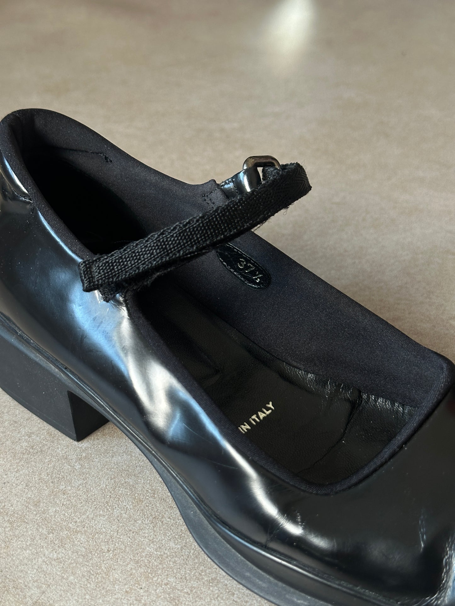 (early 2000s) prada black square toe mary janes
