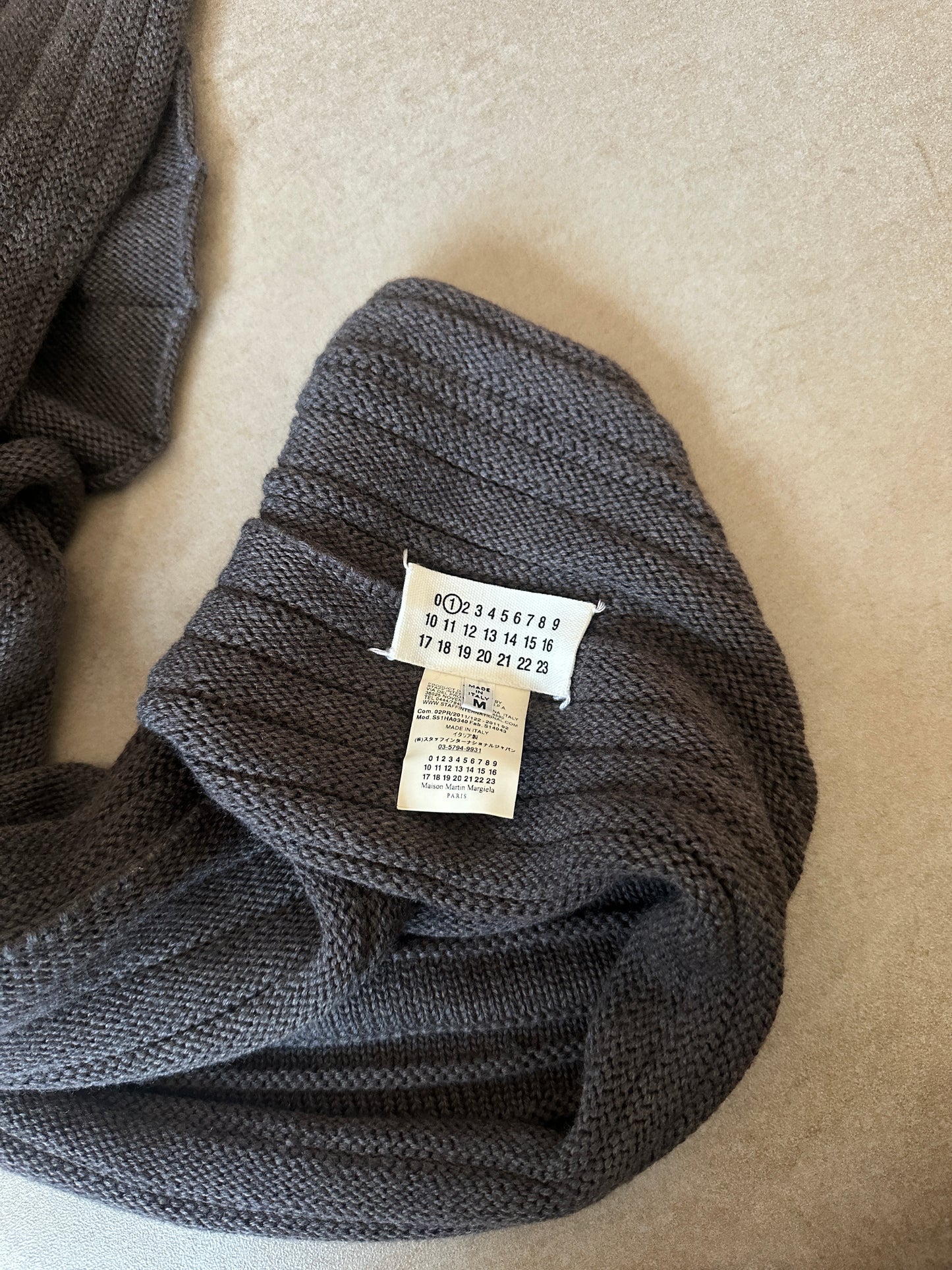 maison margiela grey open knit vest