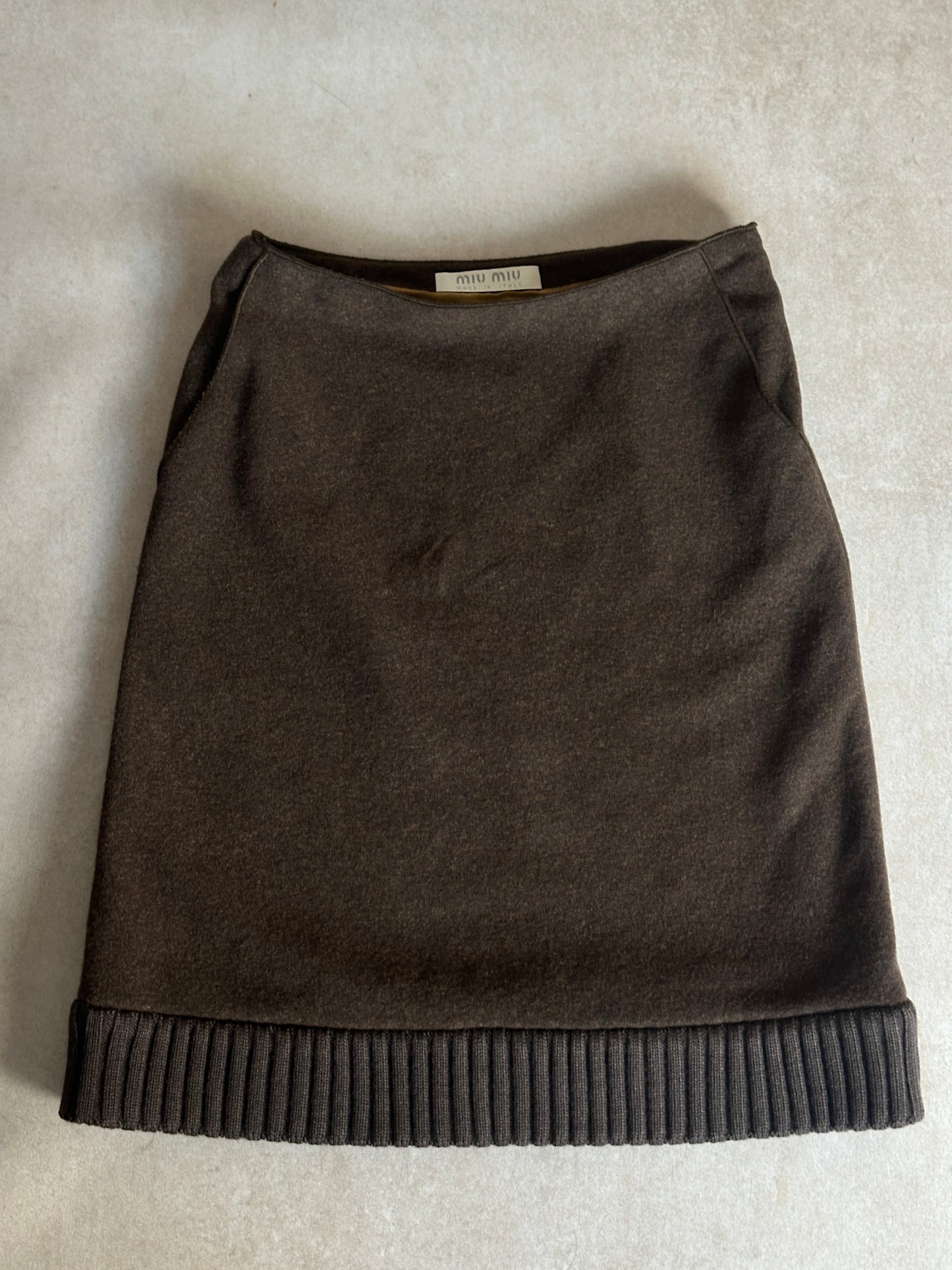 (rare) miu miu fw 1999 brown wool skirt