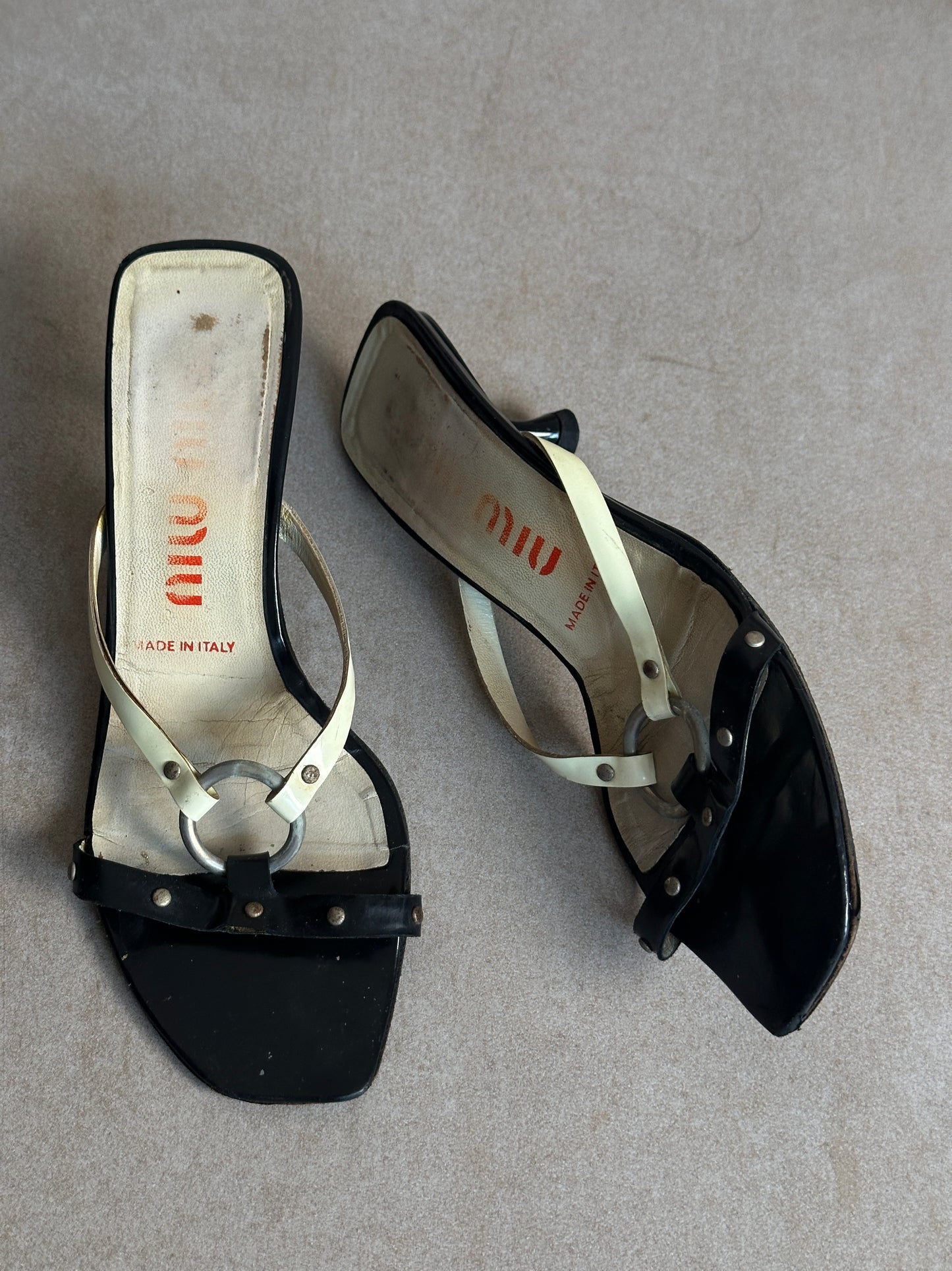 miu miu ss 2000 studded ring mules