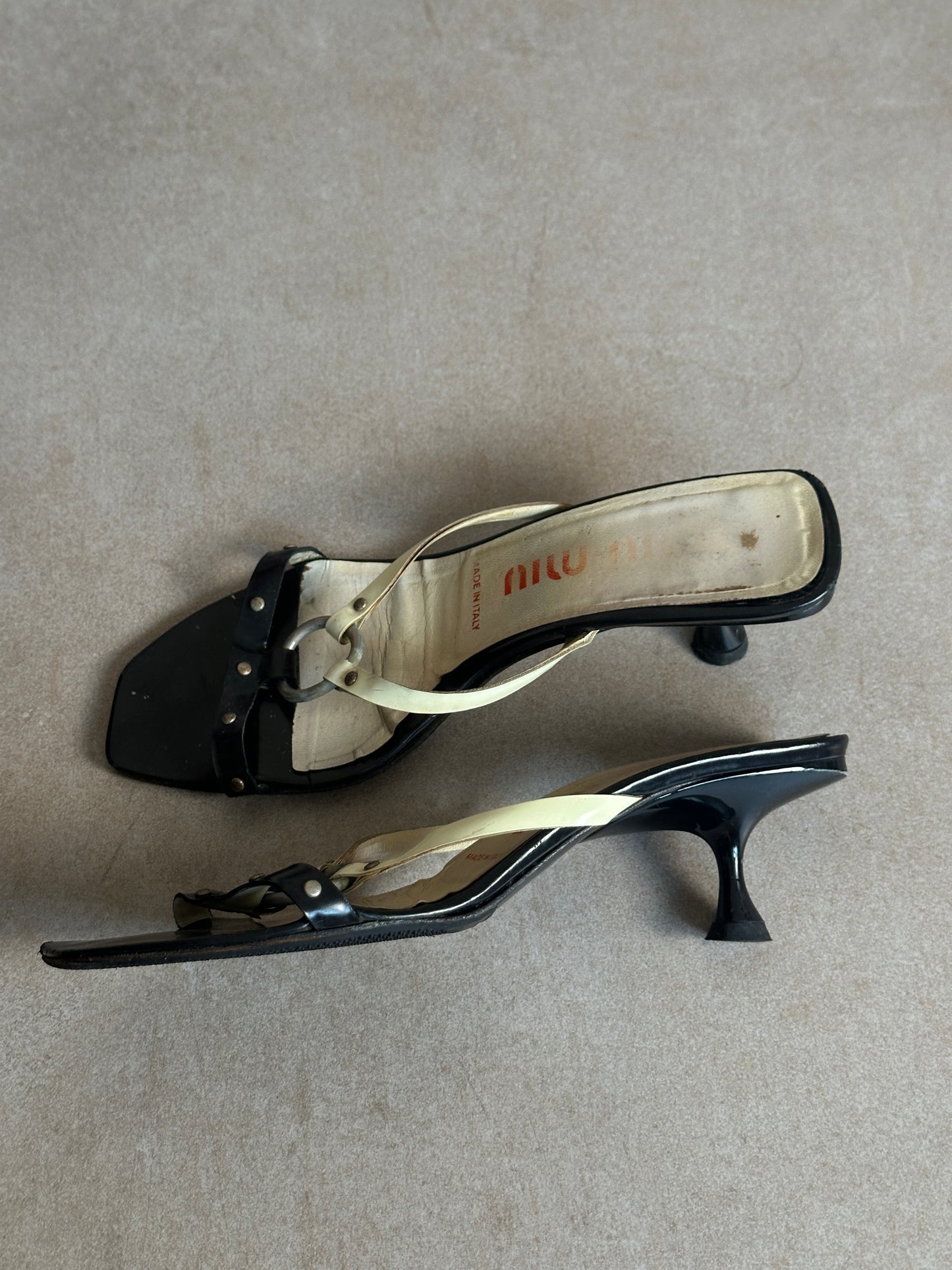 miu miu ss 2000 studded ring mules