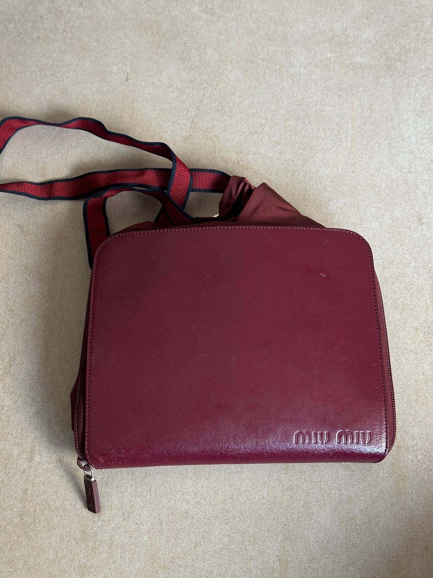 ss2000 miu miu burgundy foldable bag