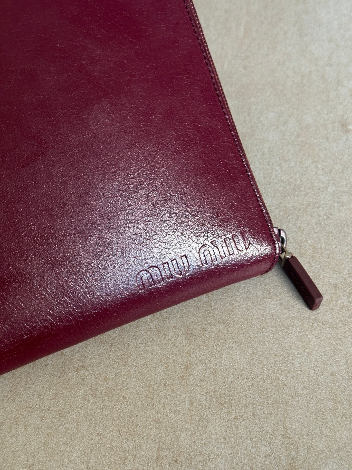 ss2000 miu miu burgundy foldable bag