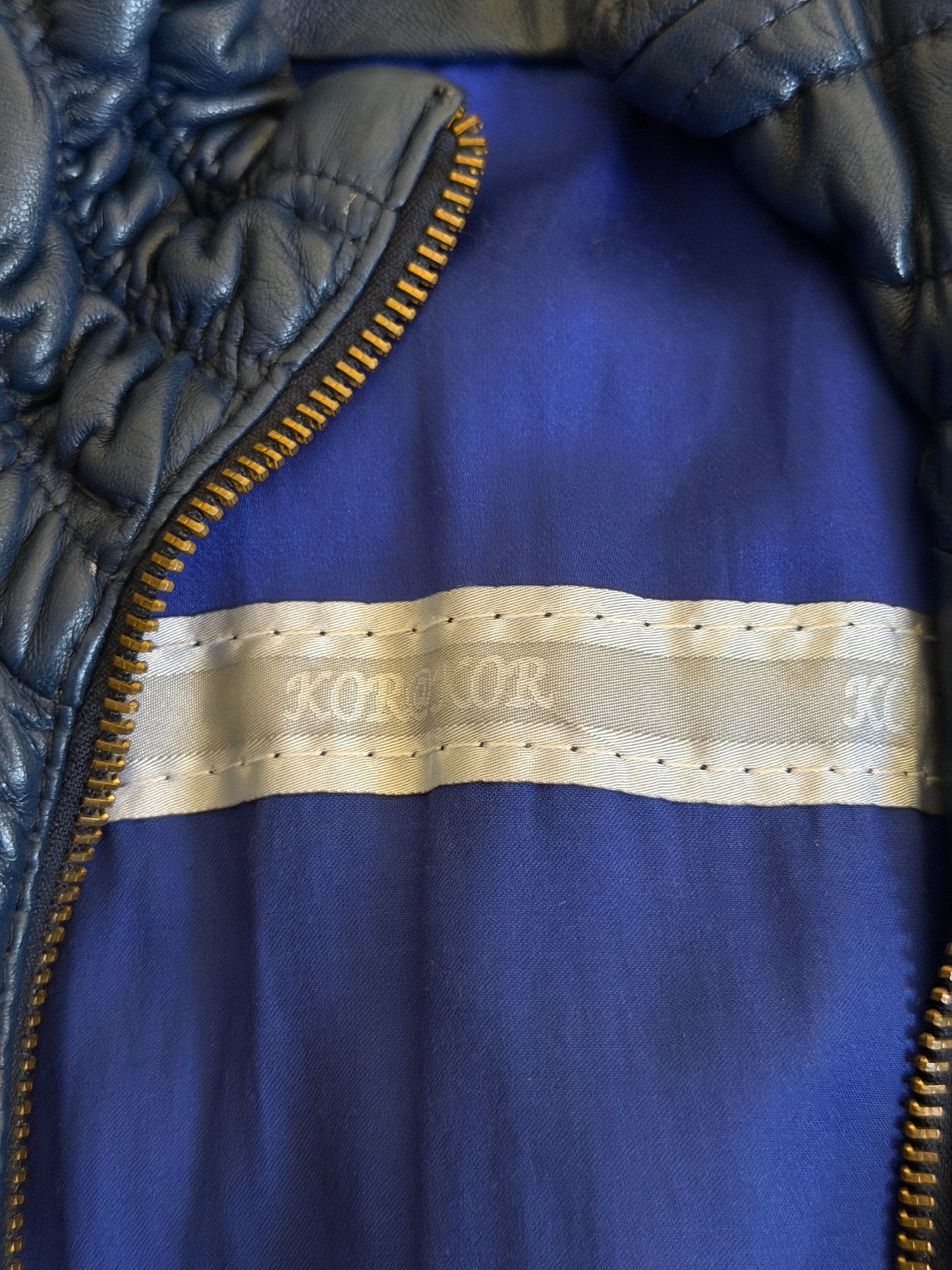 90s blue italian leather jacket