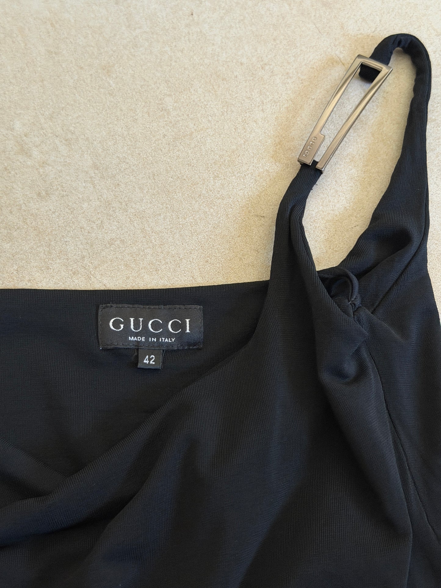 (rare) gucci spring 1998 silver buckle dress