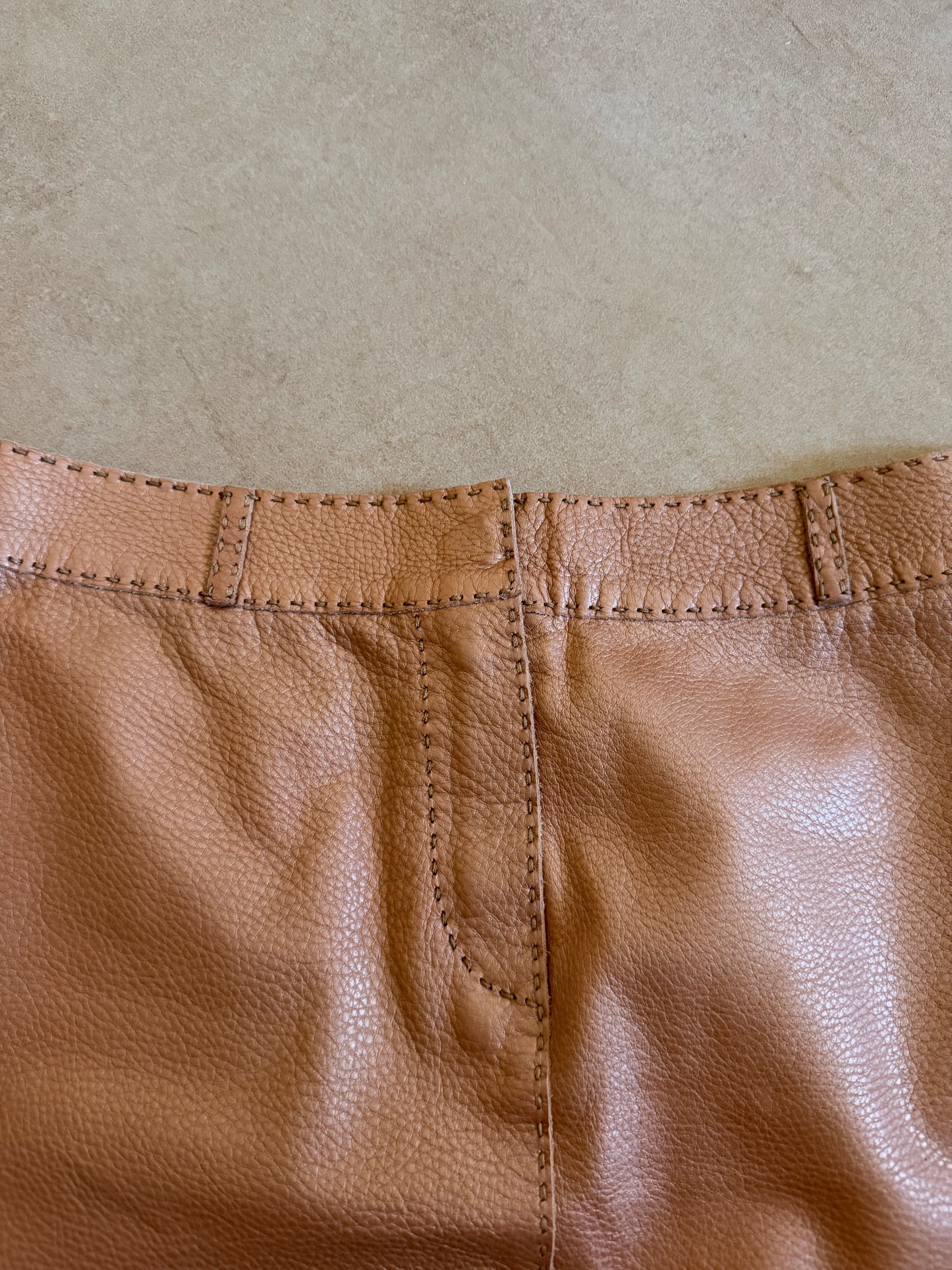 (permanent collection) fendi fall 2003 beige leather skirt