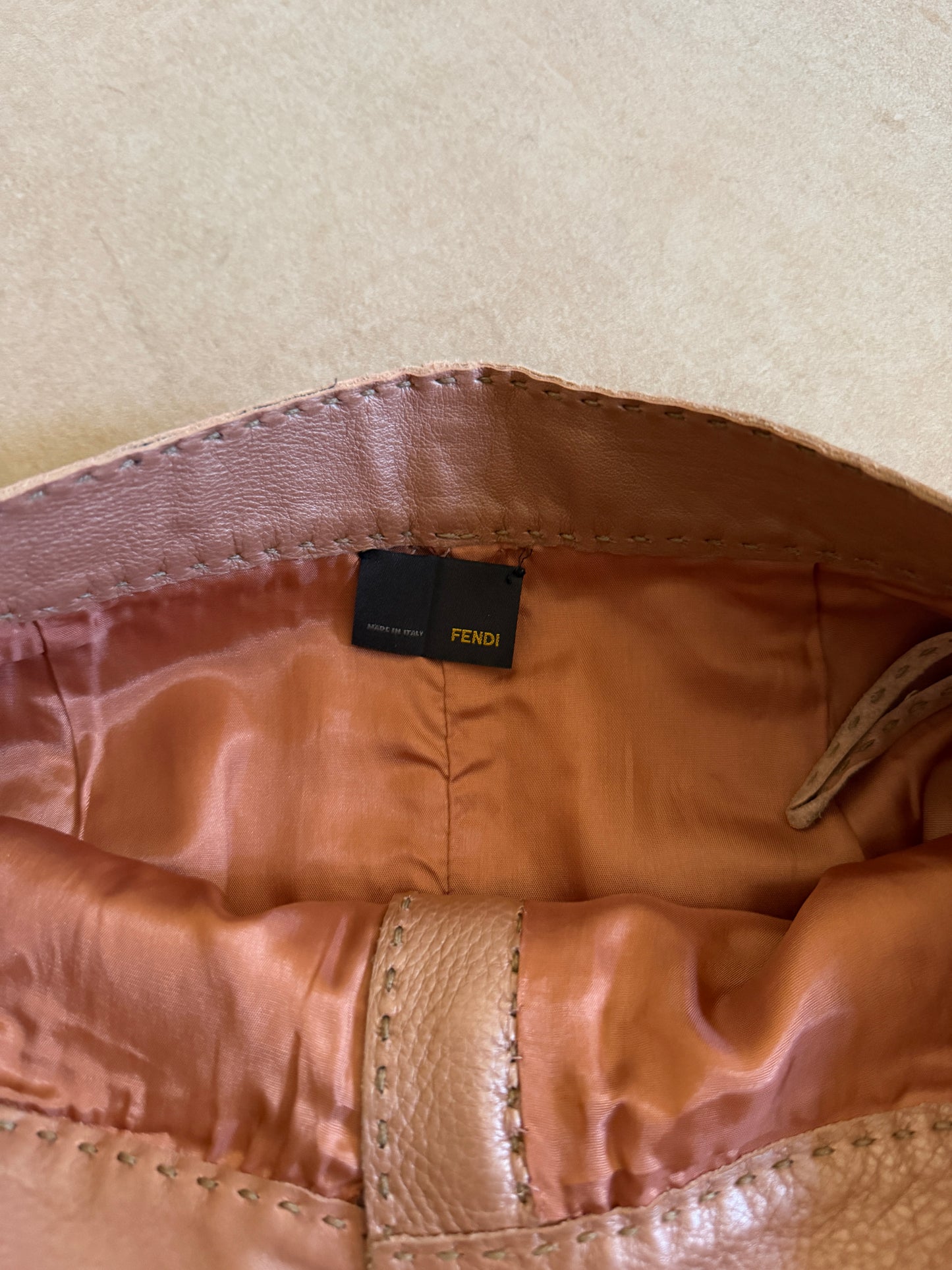 (permanent collection) fendi fall 2003 beige leather skirt