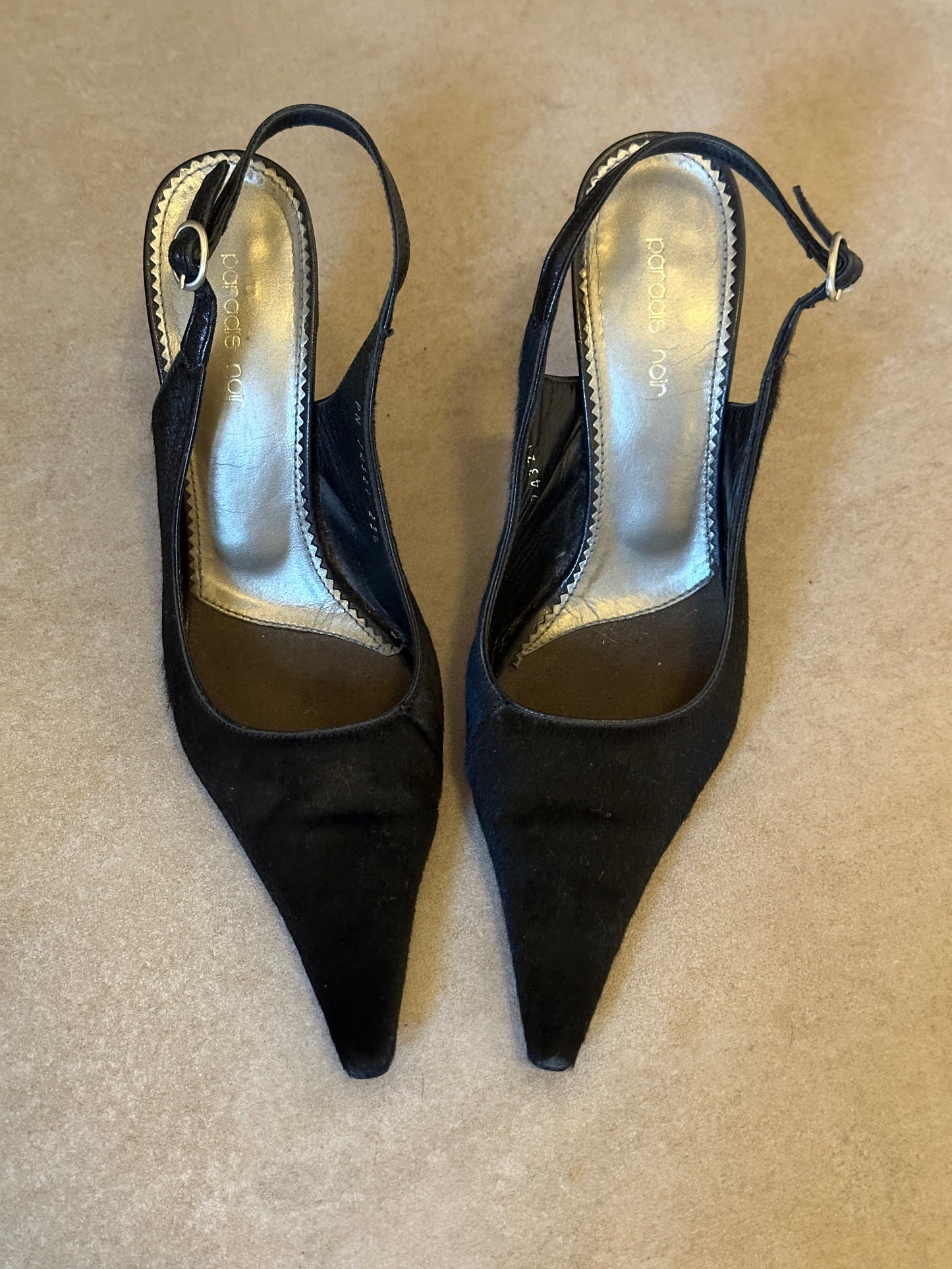 vintage genuine fur slingback heels