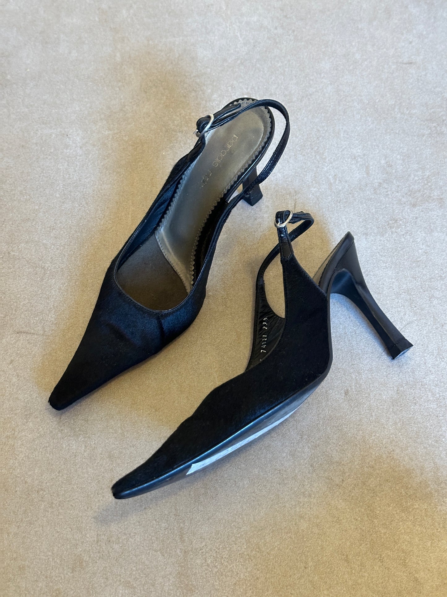 vintage genuine fur slingback heels