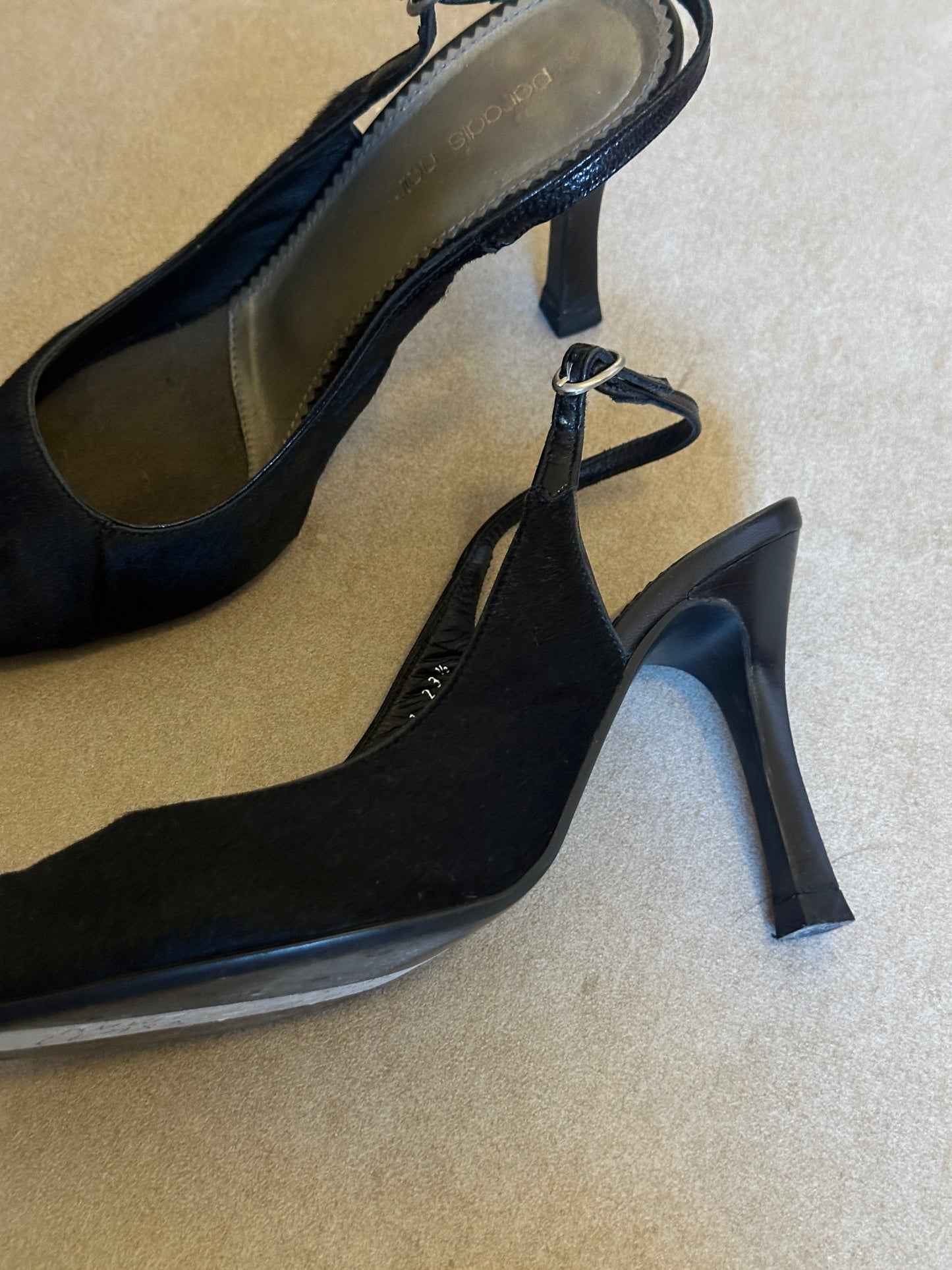 vintage genuine fur slingback heels