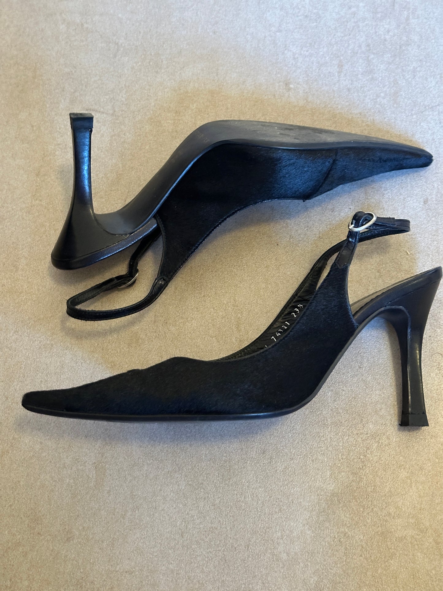 vintage genuine fur slingback heels