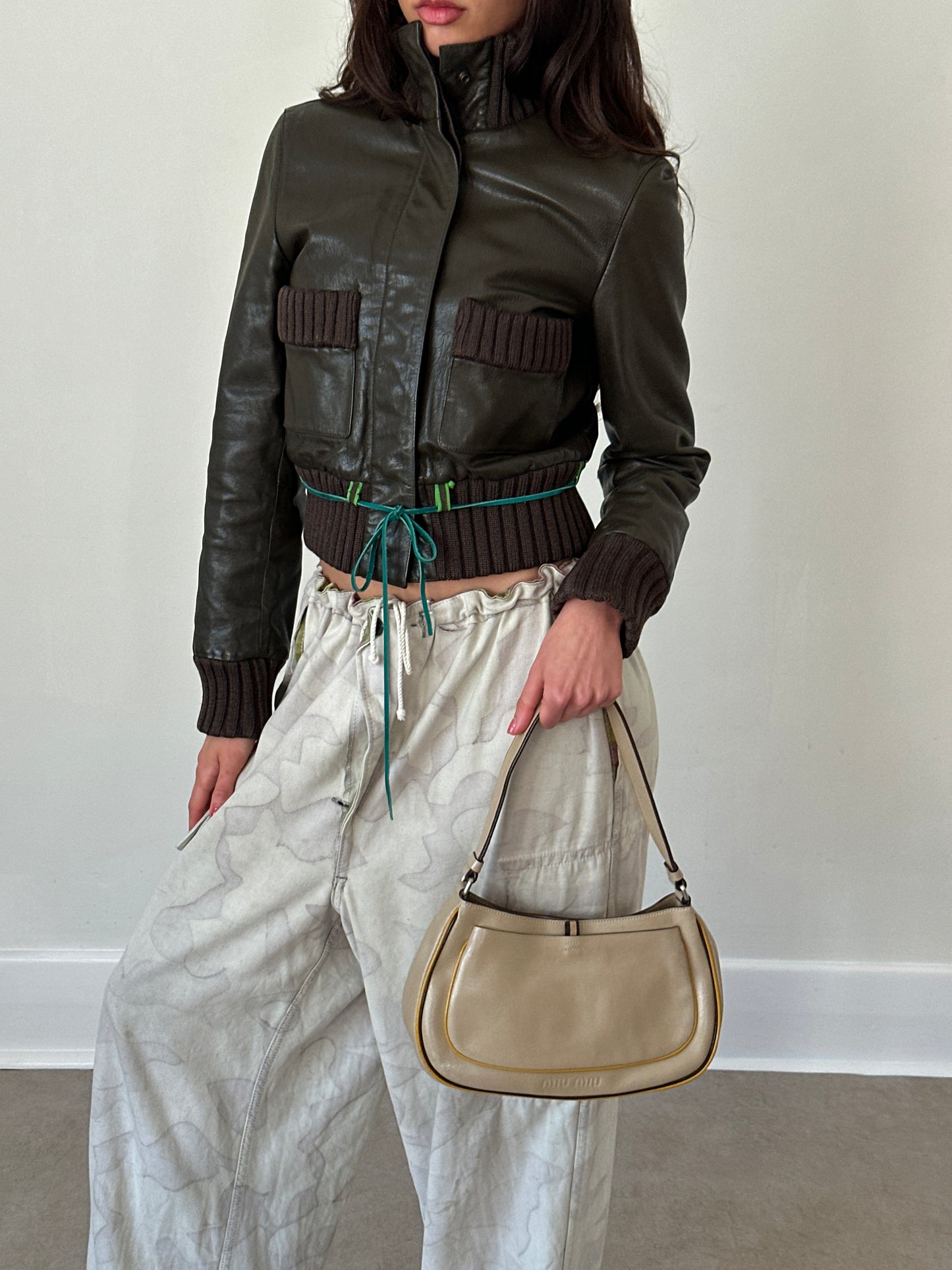 miu miu ss 1999 beige leather shoulder bag