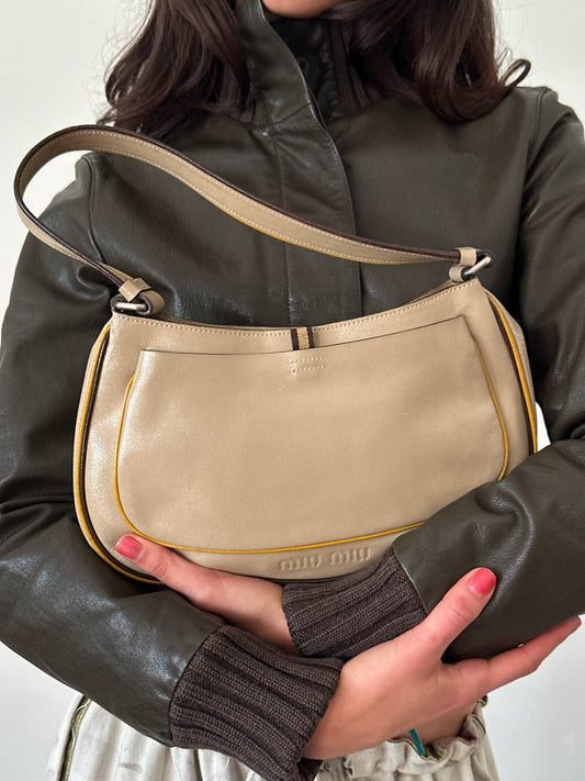 miu miu ss 1999 beige leather shoulder bag