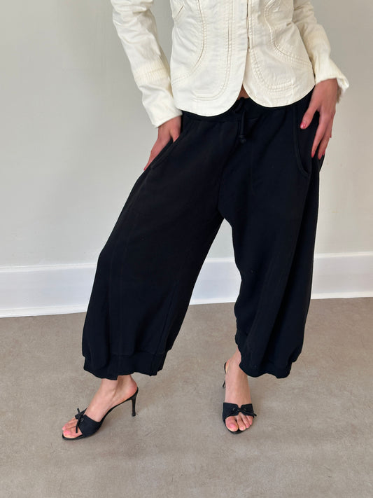 y’s by yohji yamamoto black sweatpants with ribbed hem