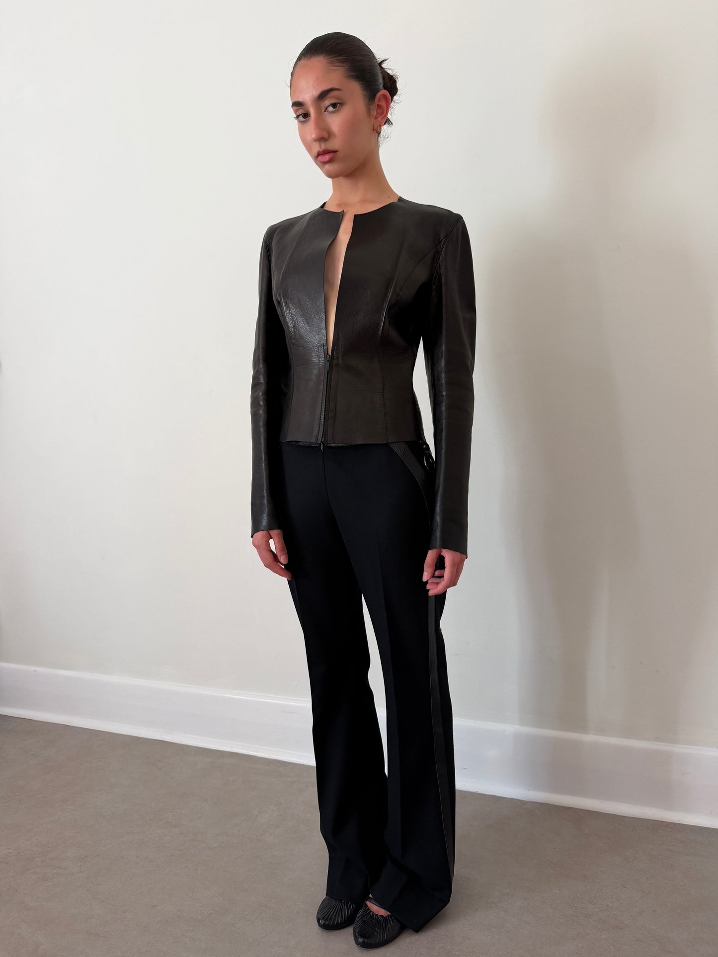 fendi fall 2003 leather wool pants