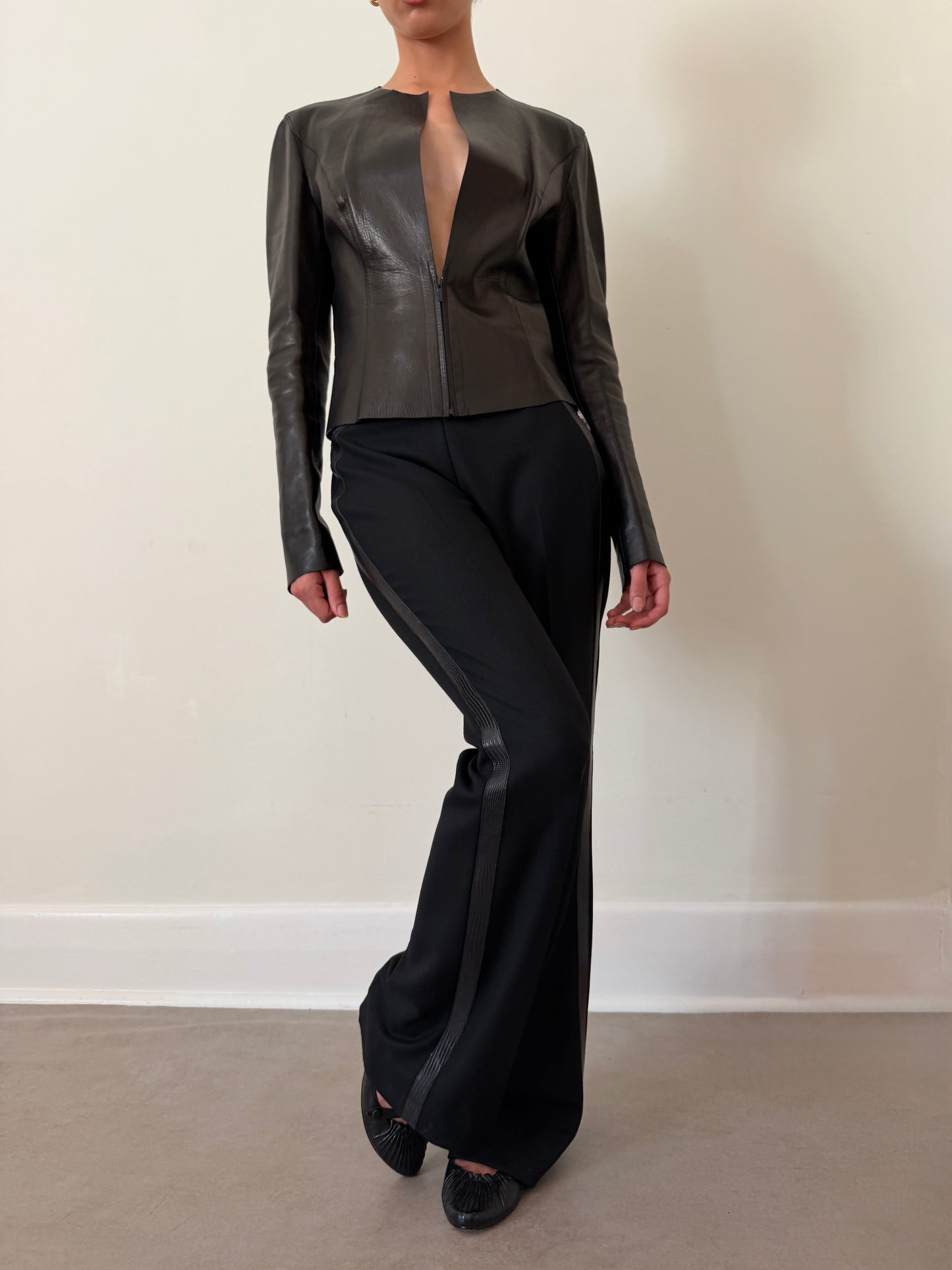 fendi fall 2003 leather wool pants