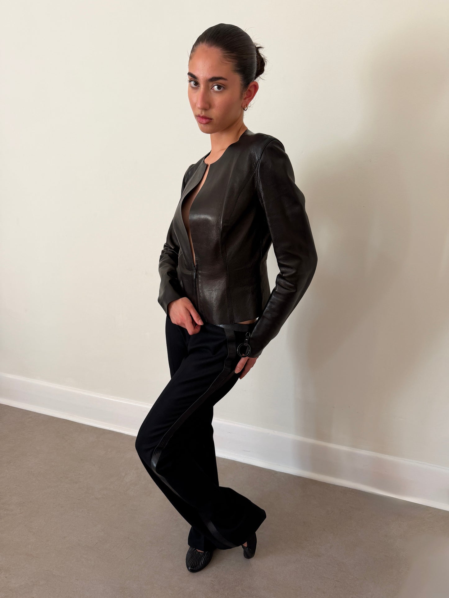 fendi fall 2003 leather wool pants